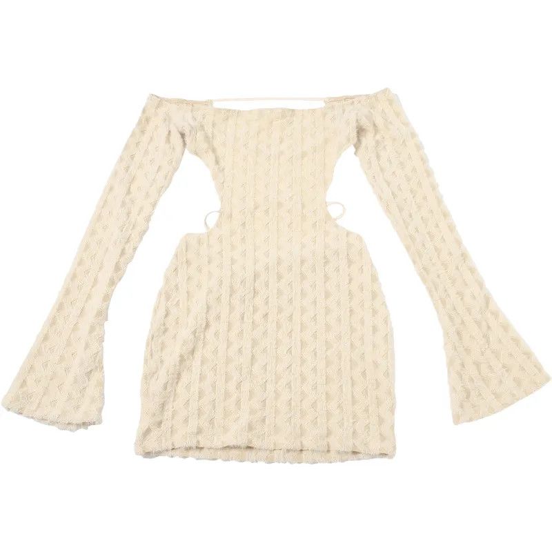 Other Solid Color High Waist Slim Fit Backless Off-shoulder Dress Size L / US 10 / IT 46 - 7 Thumbnail