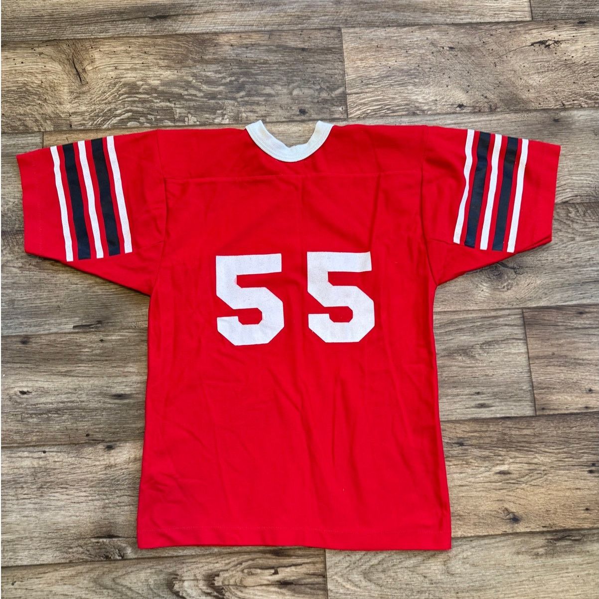 Vintage Vintage 80s Red #55 All Nylon High School Jersey Size US M / EU 48-50 / 2 - 5 Thumbnail