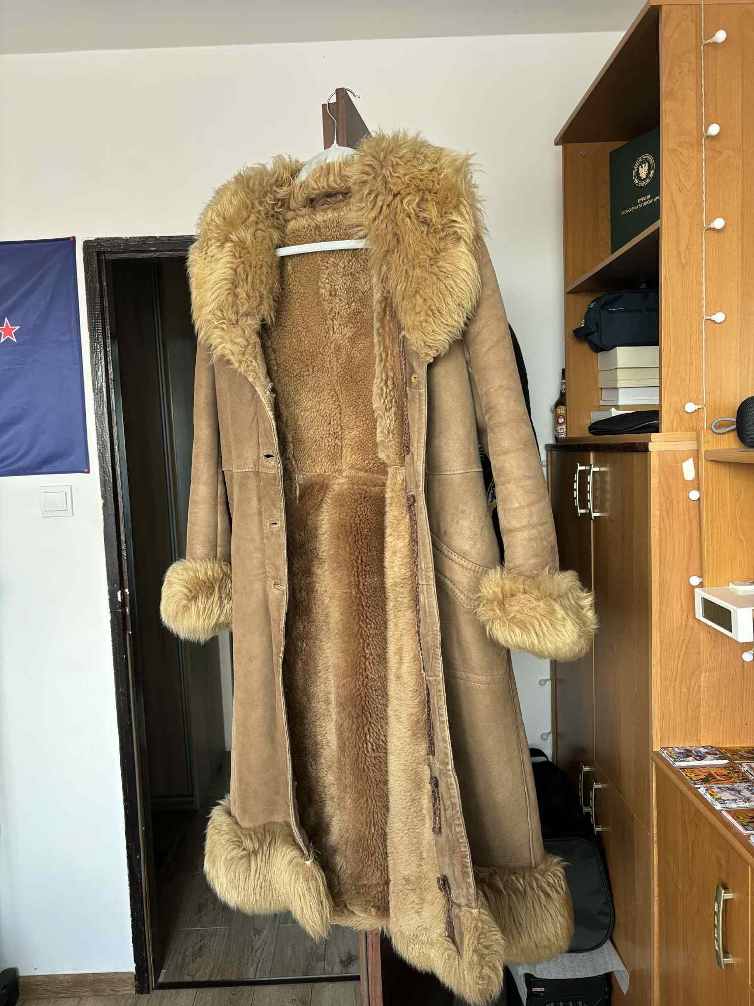 Other beige long coat fur long 1980s vintage women's jacket Size L / US 10 / IT 46 - 1 Thumbnail