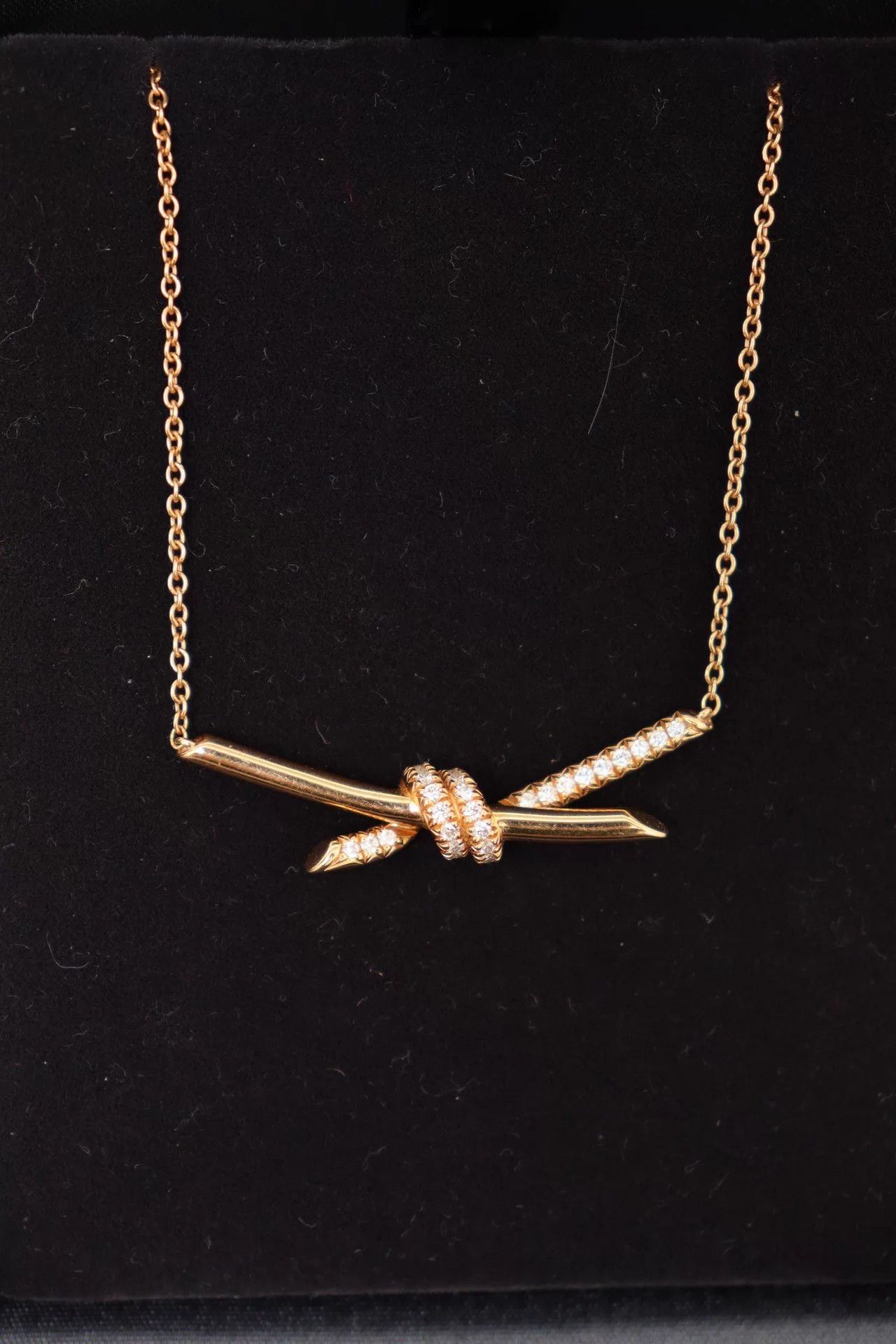 Tiffany & Co. Tiffany Kont 18K RG Half-Diamond Necklace 42.5 4 w/box Size ONE SIZE - 2 Thumbnail