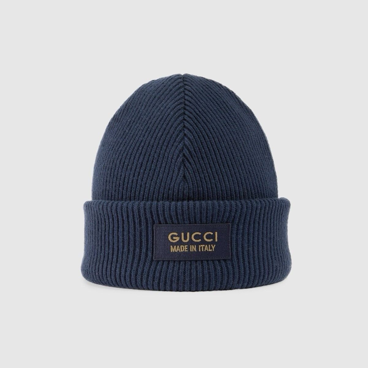 Gucci New Authentic Gucci Knit Wool Hat Beanie With Patch Navy Blu Size ONE SIZE - 1 Thumbnail