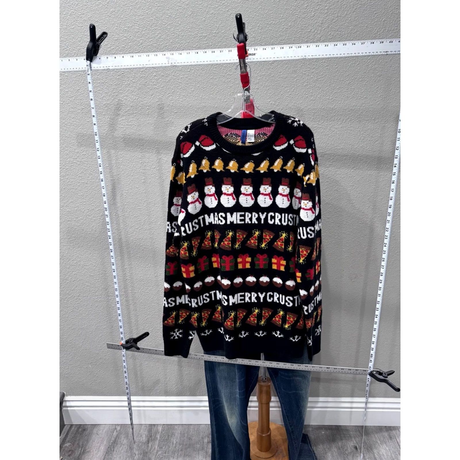 H&M H & M Merry Pizza Crustmas Ugly Christms SWEATER Large L Oversized Mens Size US L / EU 52-54 / 3 - 2 Thumbnail