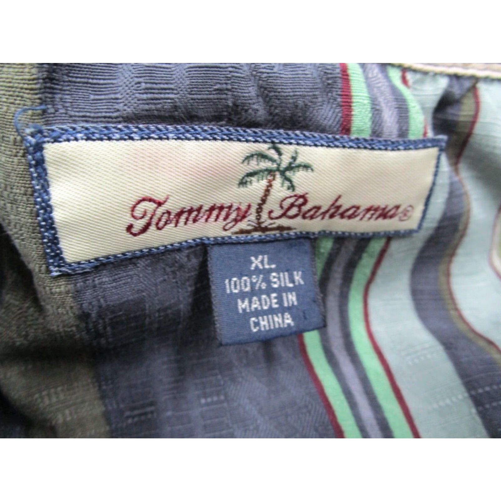 Tommy Bahama TOMMY BAHAMA Shirt Mens XL Green Striped Short Sleeve Silk Button-Up Hawaiian Size US XL / EU 56 / 4 - 3 Thumbnail