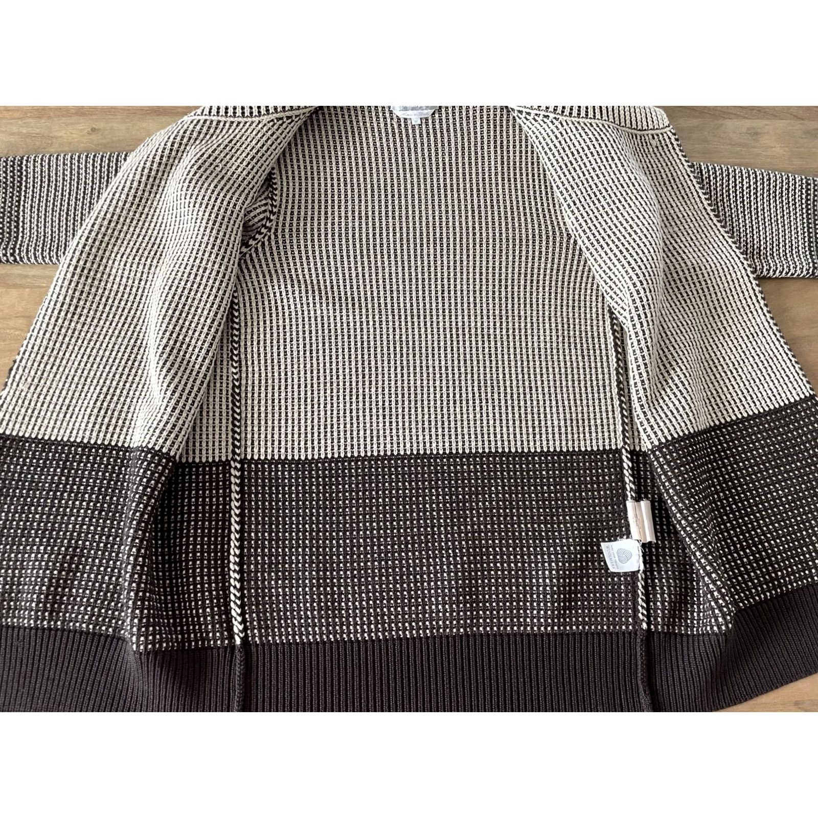 Max Mara VINTAGE Max Mara Cardigan Womens M Brown Virgin Wool Geometric Knit Open NY? (Note: question) Size M / US 6-8 / IT 42-44 - 4 Thumbnail