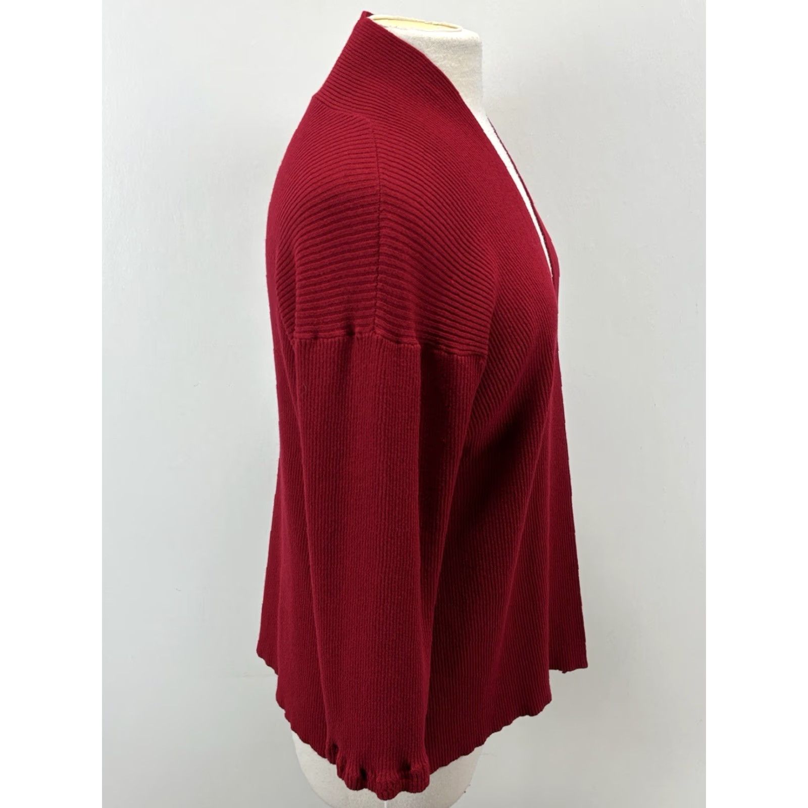 Eileen Fisher Eileen Fisher Cardigan Women’s L Red Open Front Ribbed Classic Sweater Size L / US 10 / IT 46 - 4 Thumbnail
