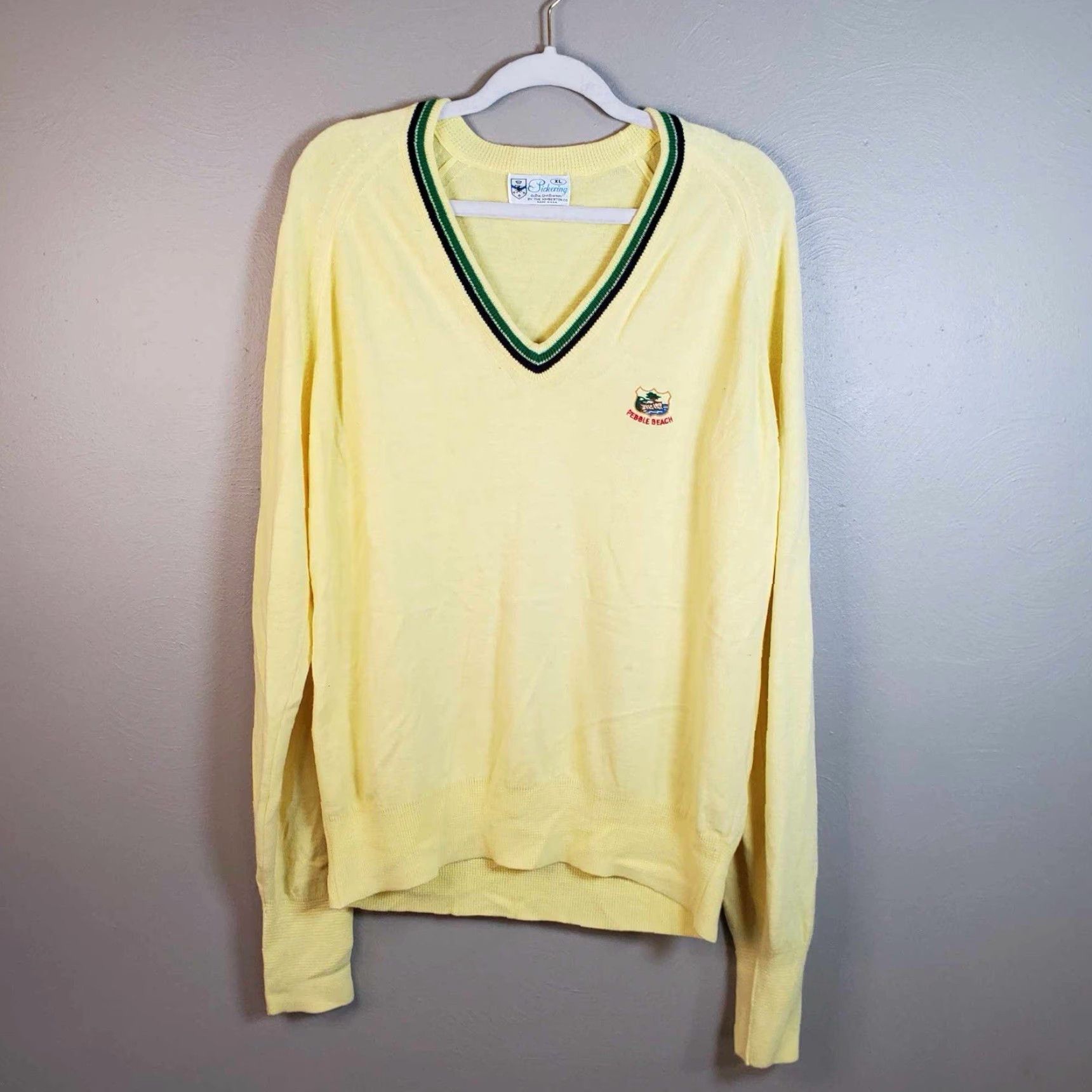 Vintage VINTAGE Pickering Pebble Beach Golf Sweater Mens XL Yellow Sportswear Worn Size US XL / EU 56 / 4 - 2 Thumbnail