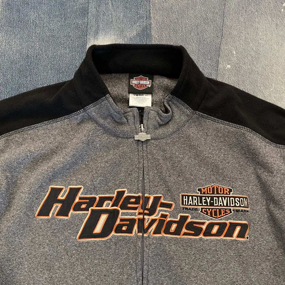 Harley Davidson × Vintage CRAZY Baggy Essential Harley Davidson Boxy Zip-Up Fleece Size US XXL / EU 58 / 5 - 3 Thumbnail