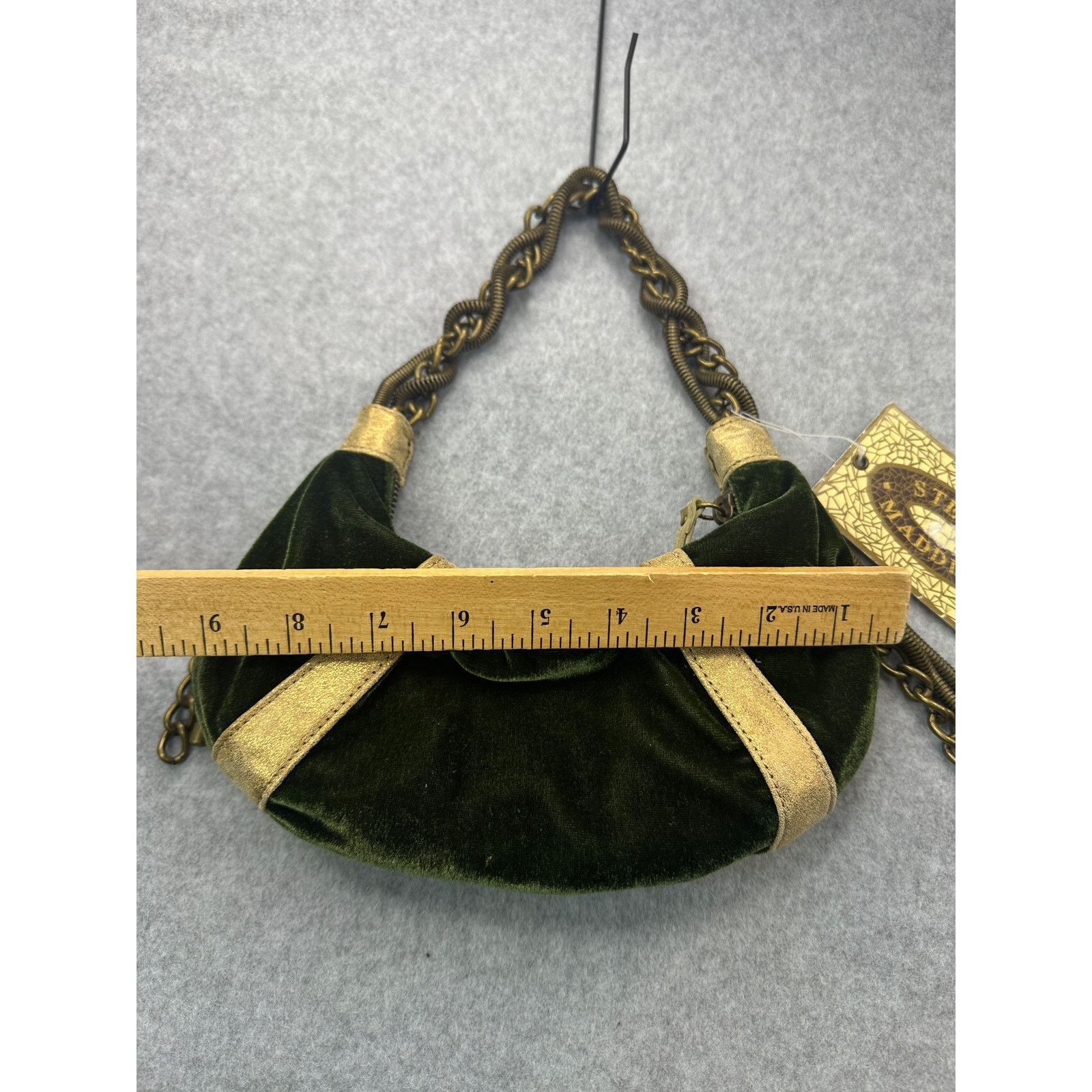Steve Madden Steve Madden Green Velvet Medusa Hobo Bag Heavy Bronze Chain Size ONE SIZE - 6 Thumbnail