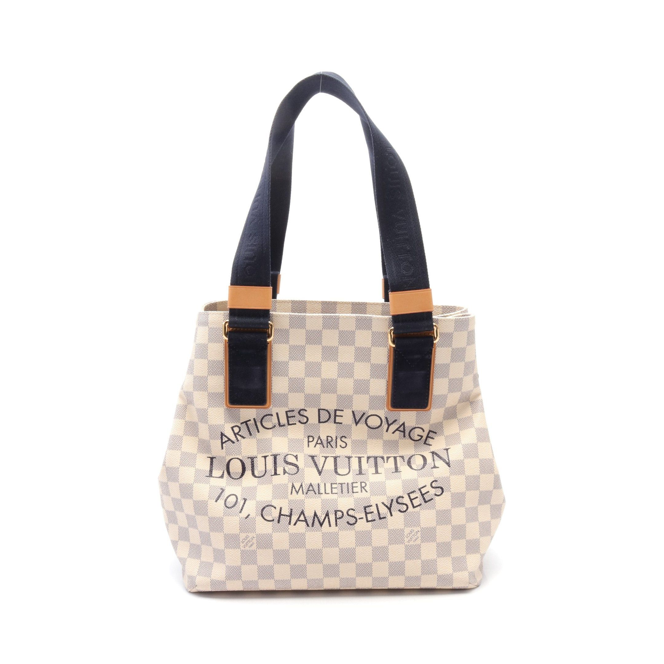 Louis Vuitton Louis Vuitton Plan Soleil Hippopotamus Pm Damier Azur Shoulder Bag Tote Suede Leather White Navy Size ONE SIZE - 1 Thumbnail