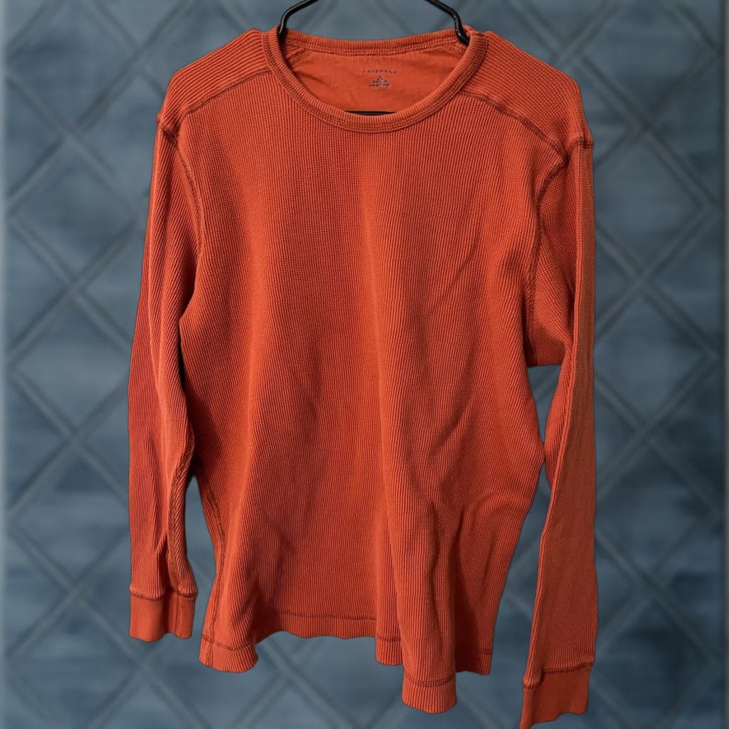 Lands' End Lands' End Sweater Shirt Mens Large L 42-44 Orange Crew Neck Pullover Knit Cotton 100% Vintage? No; All Seasons Classic American Fashion Mens Size US L / EU 52-54 / 3 - 1 Thumbnail