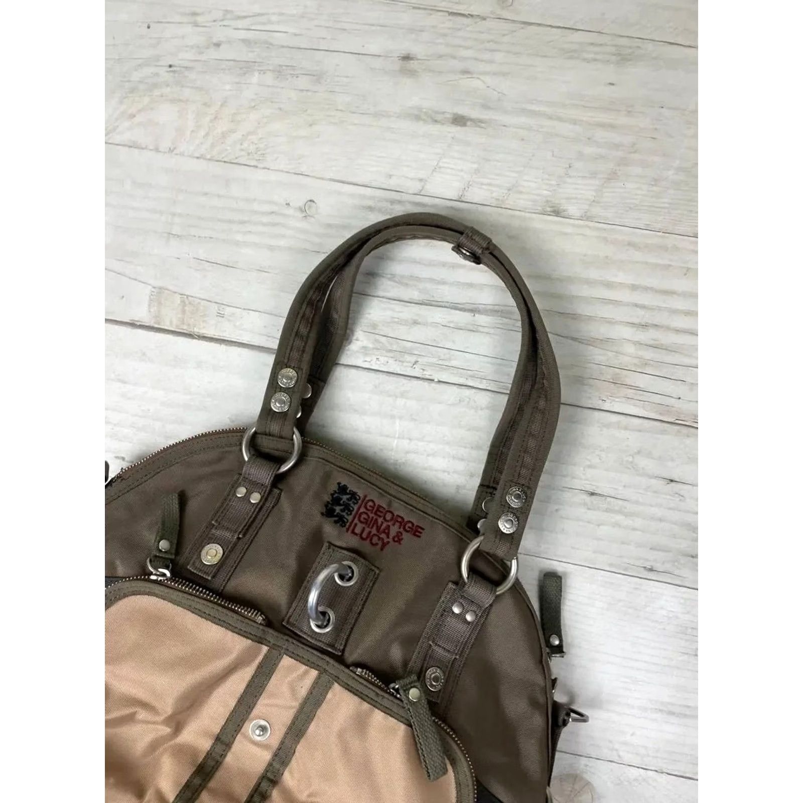 George Gina & Lucy VINTAGE George Gina & Lucy Hand Bag Styletto GGL Y2K Brown Top Handle Bag Zip Closure Double Handles Detachable Strap Polyester Exterior Brown Women Size ONE SIZE - 2 Thumbnail