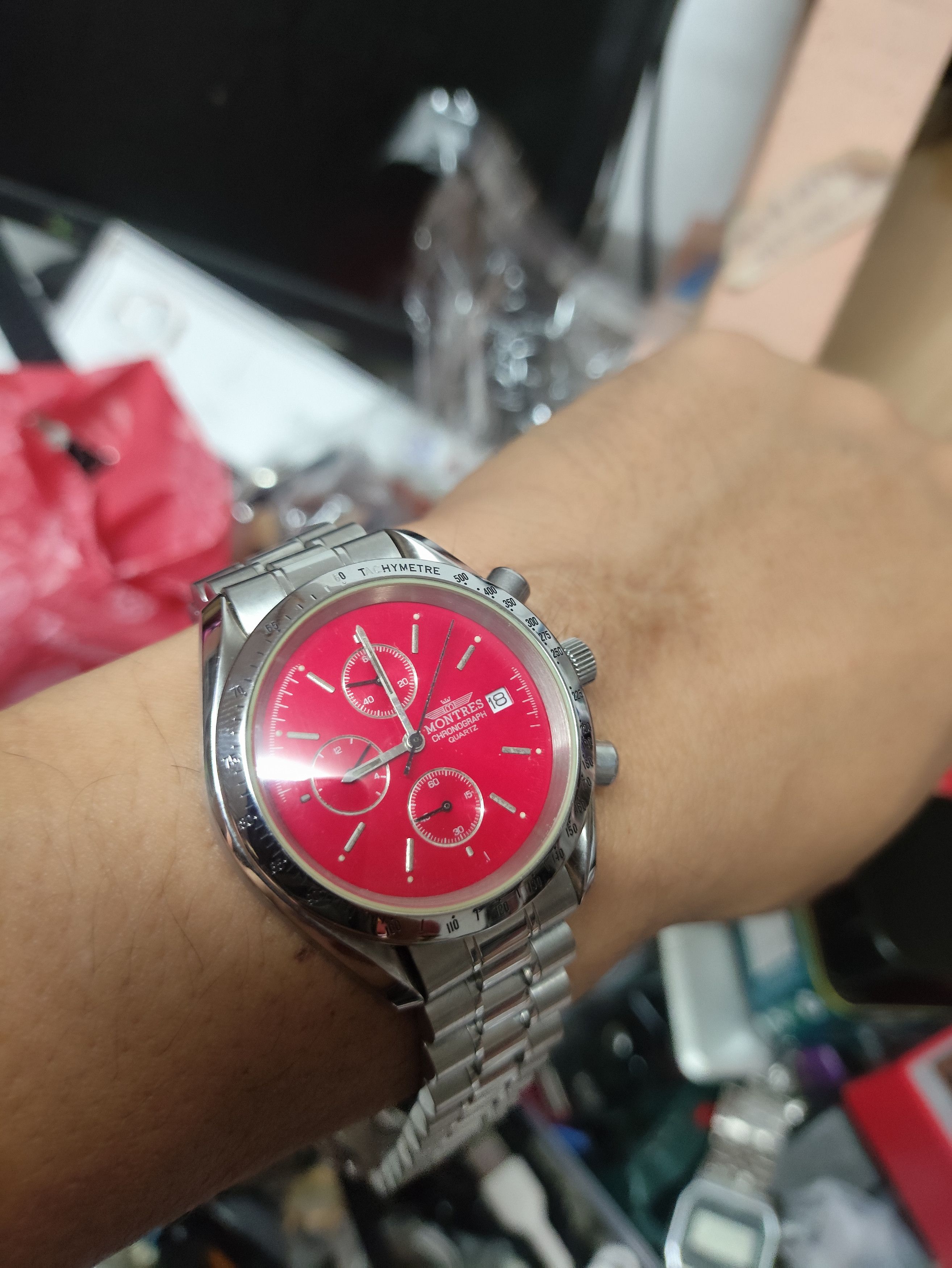 Vintage Montres 68189 Monster Red Chronograph watch (Need Service) Size ONE SIZE - 9 Thumbnail