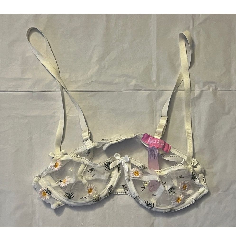 Dolls Kill Dolls kill Sugar Thrillz Daisy Embroidered Mesh Lingerie Set Size ONE SIZE - 4 Thumbnail