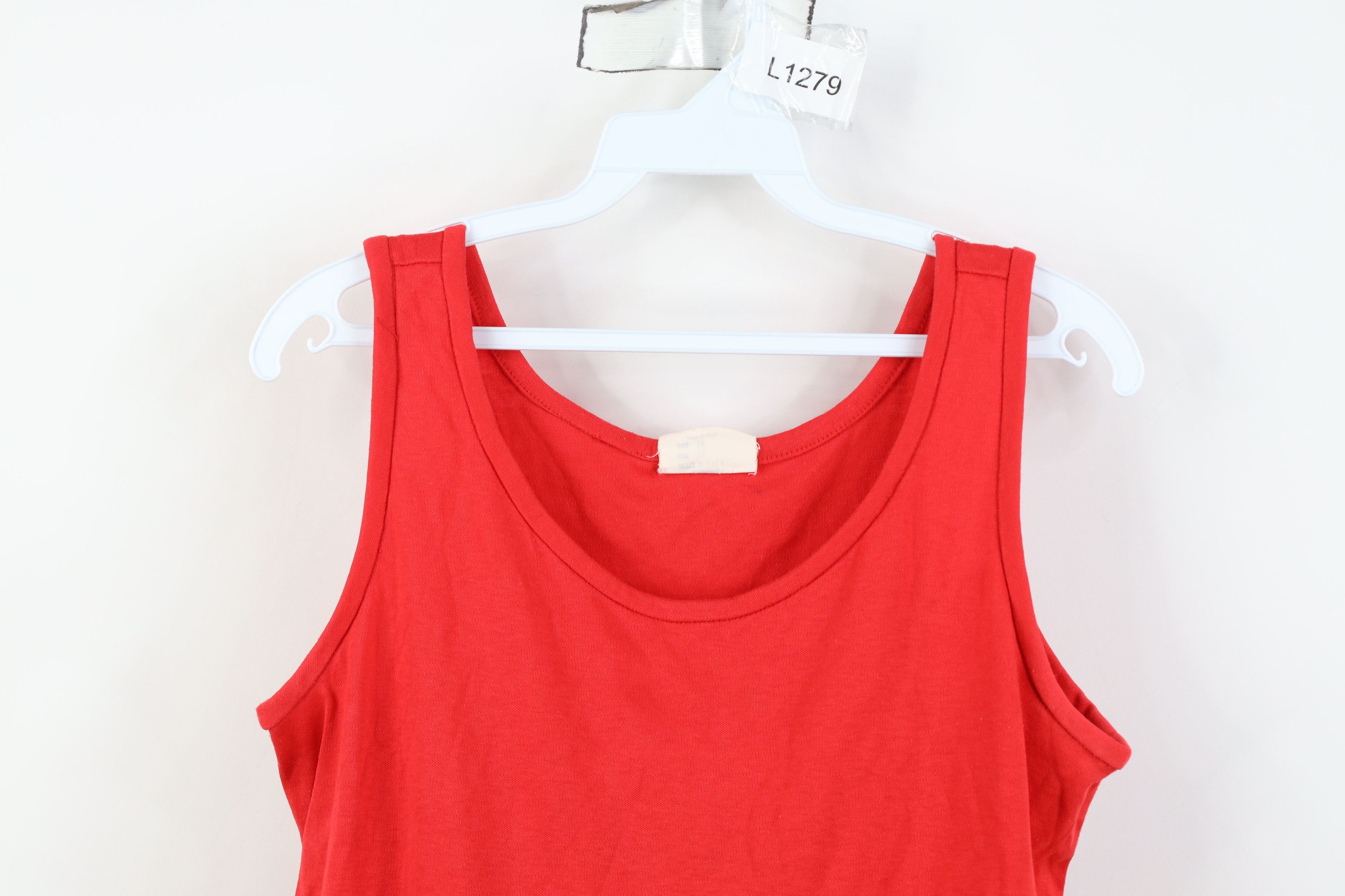 Vintage Vintage 70s Streetwear Blank Knit Tank Top T-Shirt Red USA Size XS / US 0-2 / IT 36-38 - 2 Thumbnail