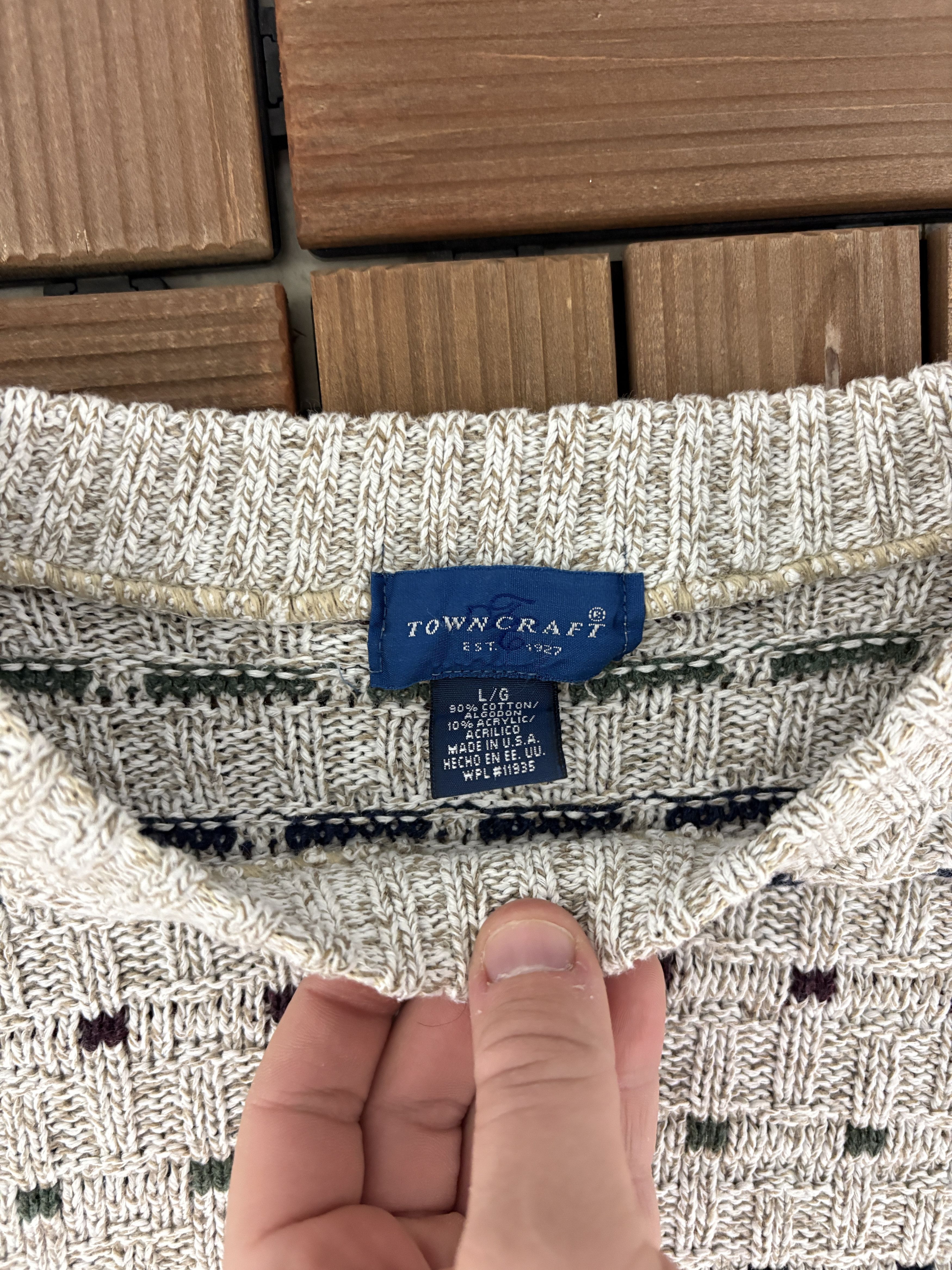Vintage Towncraft Dotted Vintage Made in USA Grey Knit Sweater Size US L / EU 52-54 / 3 - 5 Thumbnail