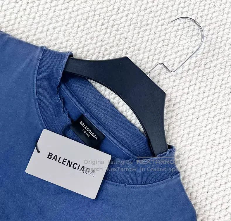 Balenciaga Balenciaga Midnight blue distressed bitcoin logo short-sle Size US XL / EU 56 / 4 - 3 Thumbnail