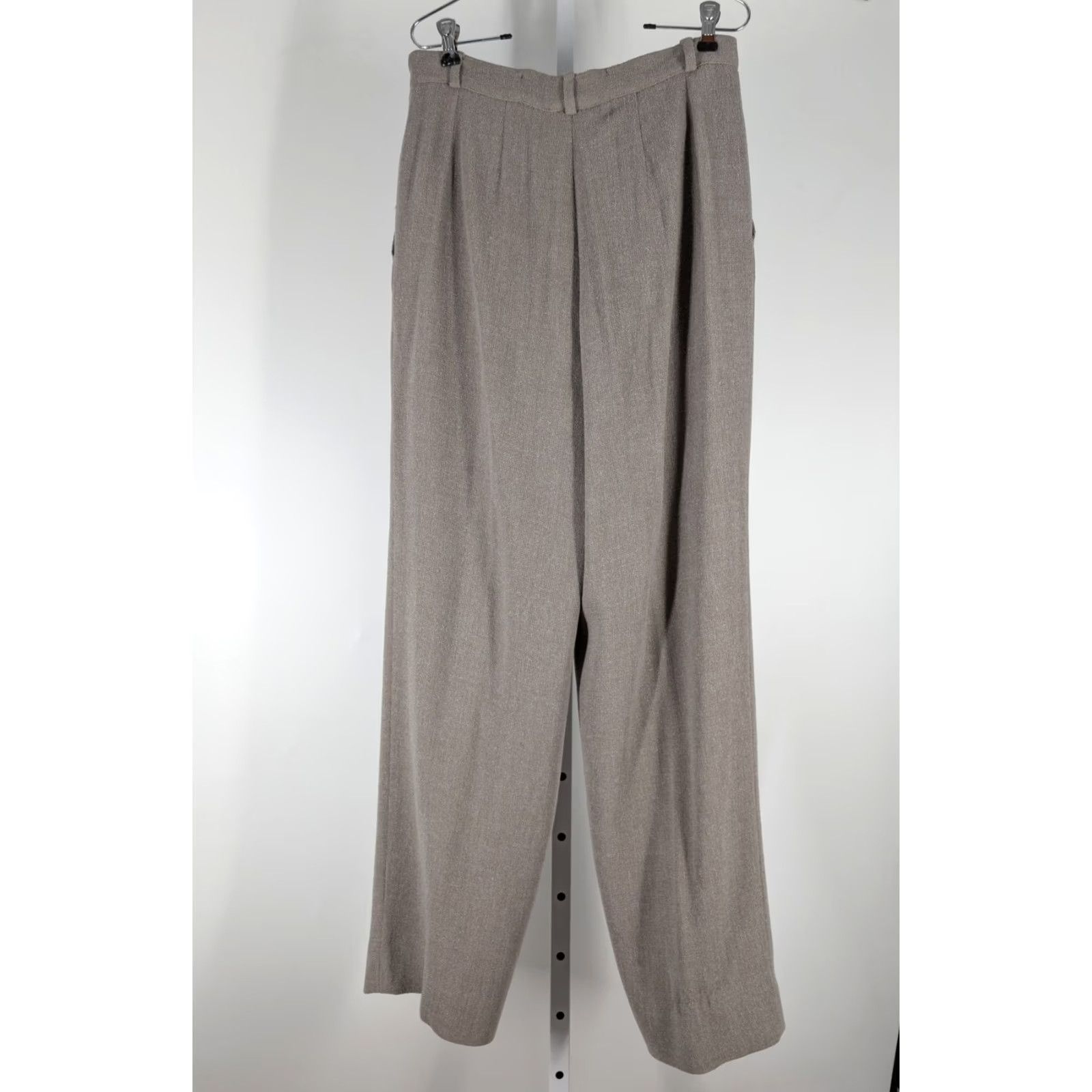 Giorgio Armani VINTAGE Giorgio Armani Trousers Wool Tweed Pleated Wide-Leg Italy 46 12 W30 Women Pants Wool Tweed High-Rise Wide-Leg Natural Beige 80s 90s Womens Size 30" / US 8 / IT 44 - 3 Thumbnail
