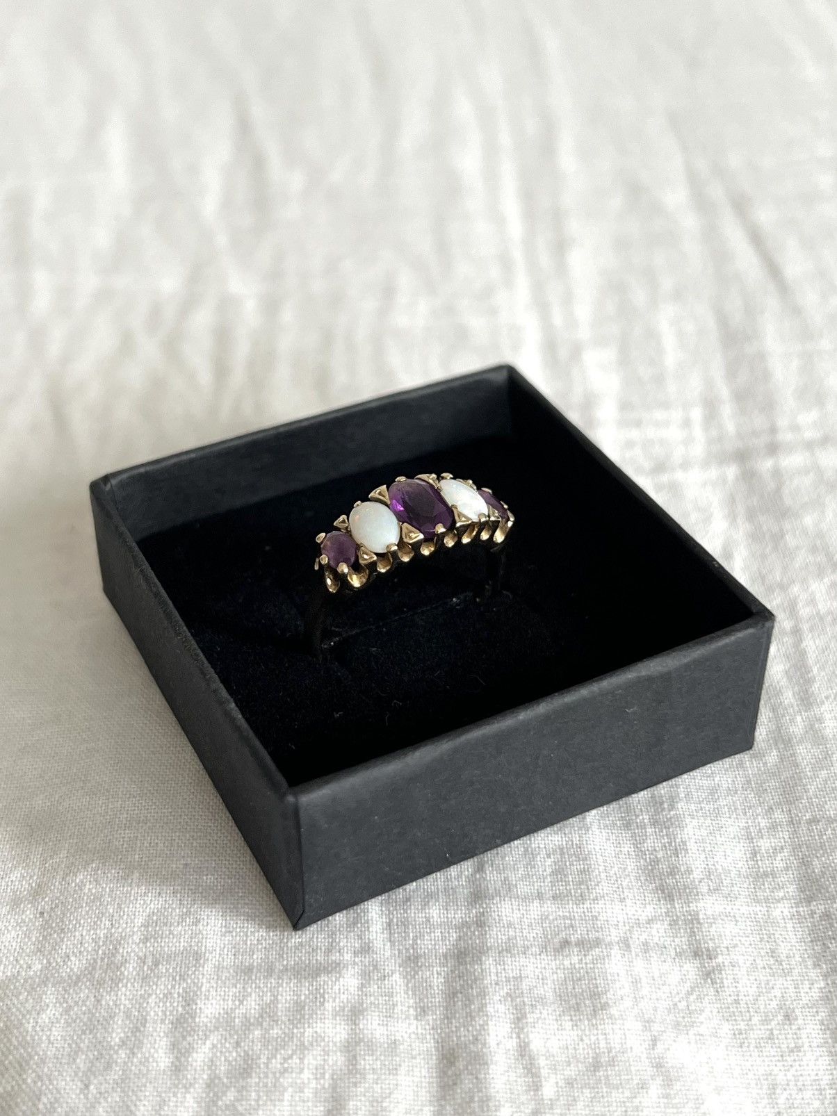 Vintage Gold Ring Amethyst Opal Size ONE SIZE - 2 Thumbnail