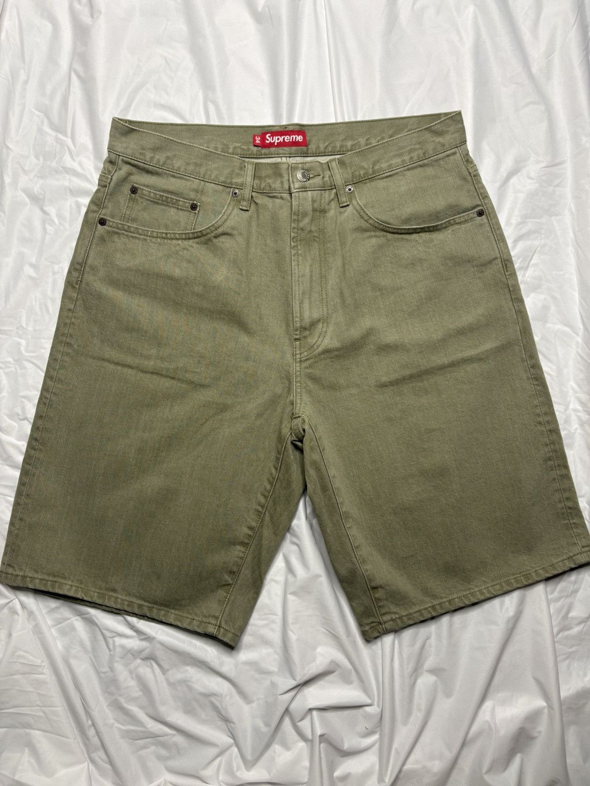 Supreme Supreme Baggy Denim Shorts Green | Grailed