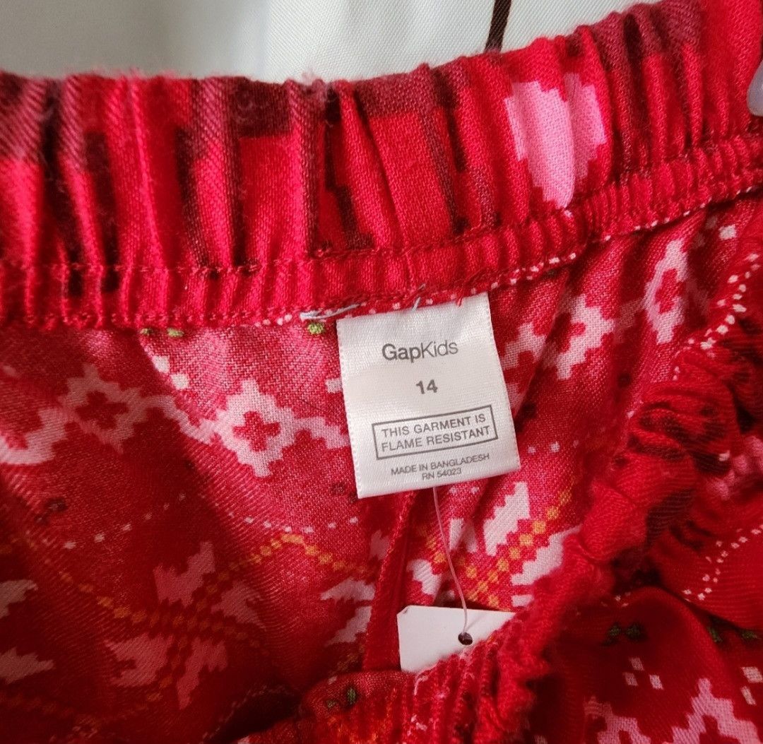 Gap NWT GAP Kids Girl's Red Reindeer Holiday PJ Pants 14 Size 26" / US 2 / IT 38 - 3 Thumbnail