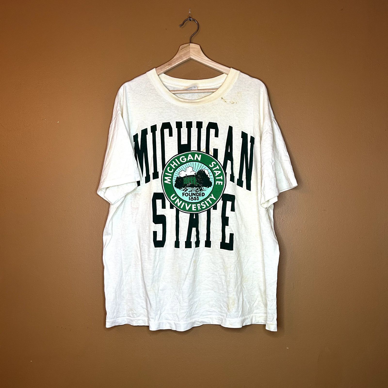 TEE JAYS × Vintage Vintage 90s Michigan State T-Shirt Super stained XL Size US XL / EU 56 / 4 - 2 Thumbnail