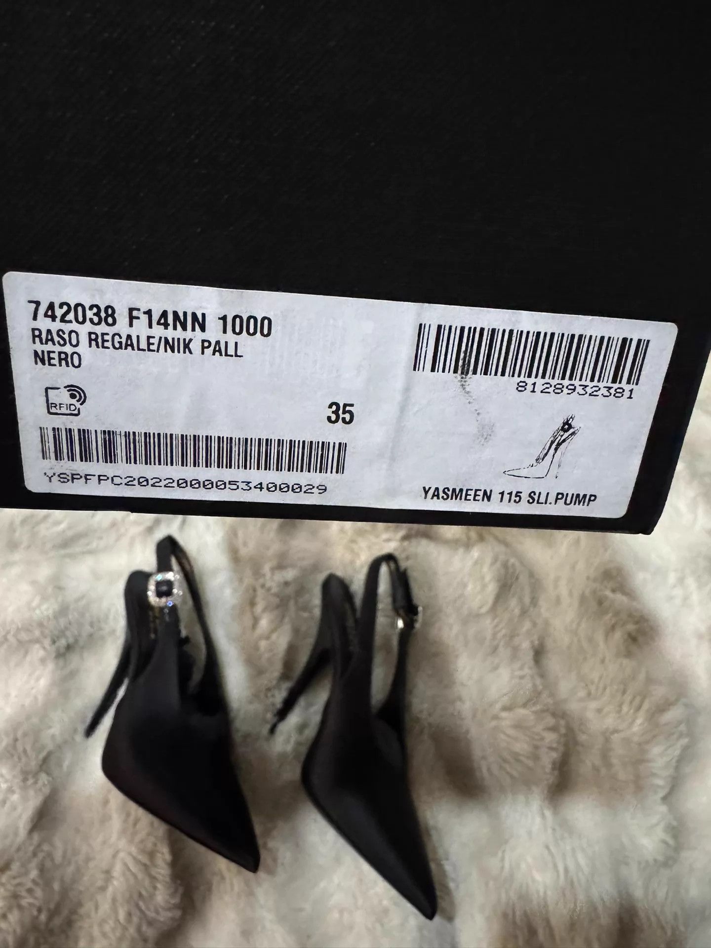 Saint Laurent Paris SLP Blk Crystal Satin Heels 35 New w/ Box & Dust Bag Size US 4.5 / IT 34.5 - 9 Thumbnail