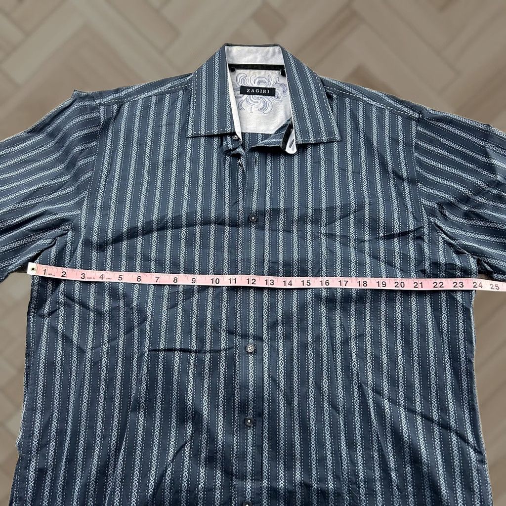 Vintage Zagiri Striped Long Sleeve Button-Up Shirt XL Blue Mens Shirt Sleeve Long Sleeve Button Front Cuff Size US XL / EU 56 / 4 - 1 Thumbnail
