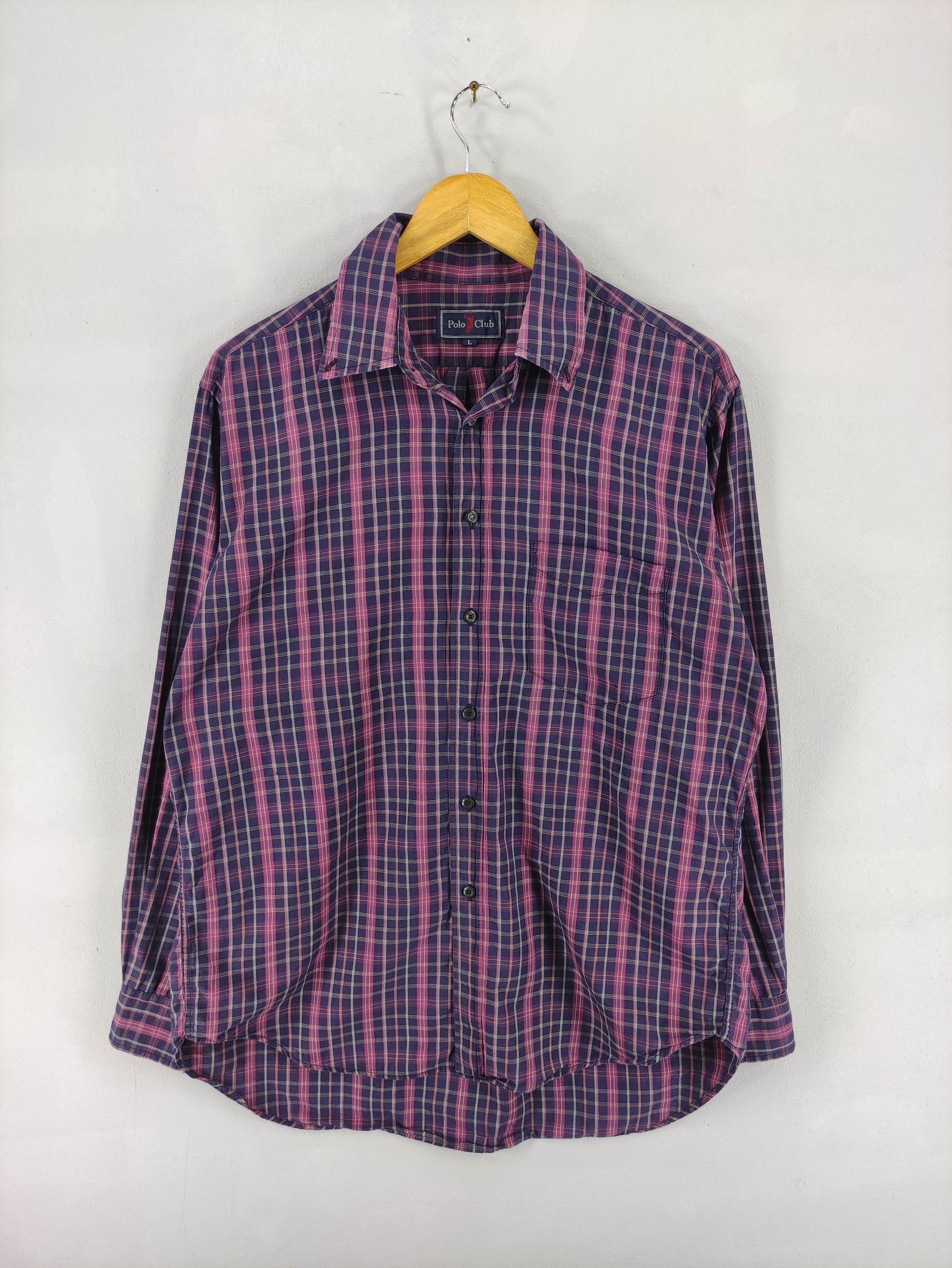 Flannel Vintage Polo Club Shirt Button Up Checkered Long Sleeve Size US L / EU 52-54 / 3 - 1 Thumbnail