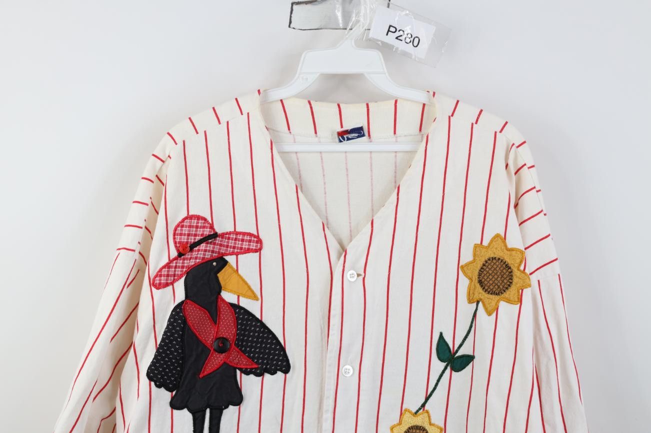 Vintage Vintage 90s Sunflower Pinstriped Baseball Jersey Shirt USA Size XXL / US 16-18 / IT 52-54 - 2 Thumbnail