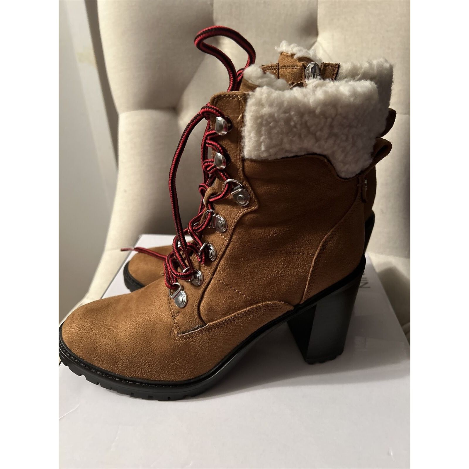 Nine West NEW W/BOX Nine West Peer 2 Sherpa Cuff Ankle Boots Brown 7.5 Size US 7.5 / IT 37.5 - 6 Thumbnail