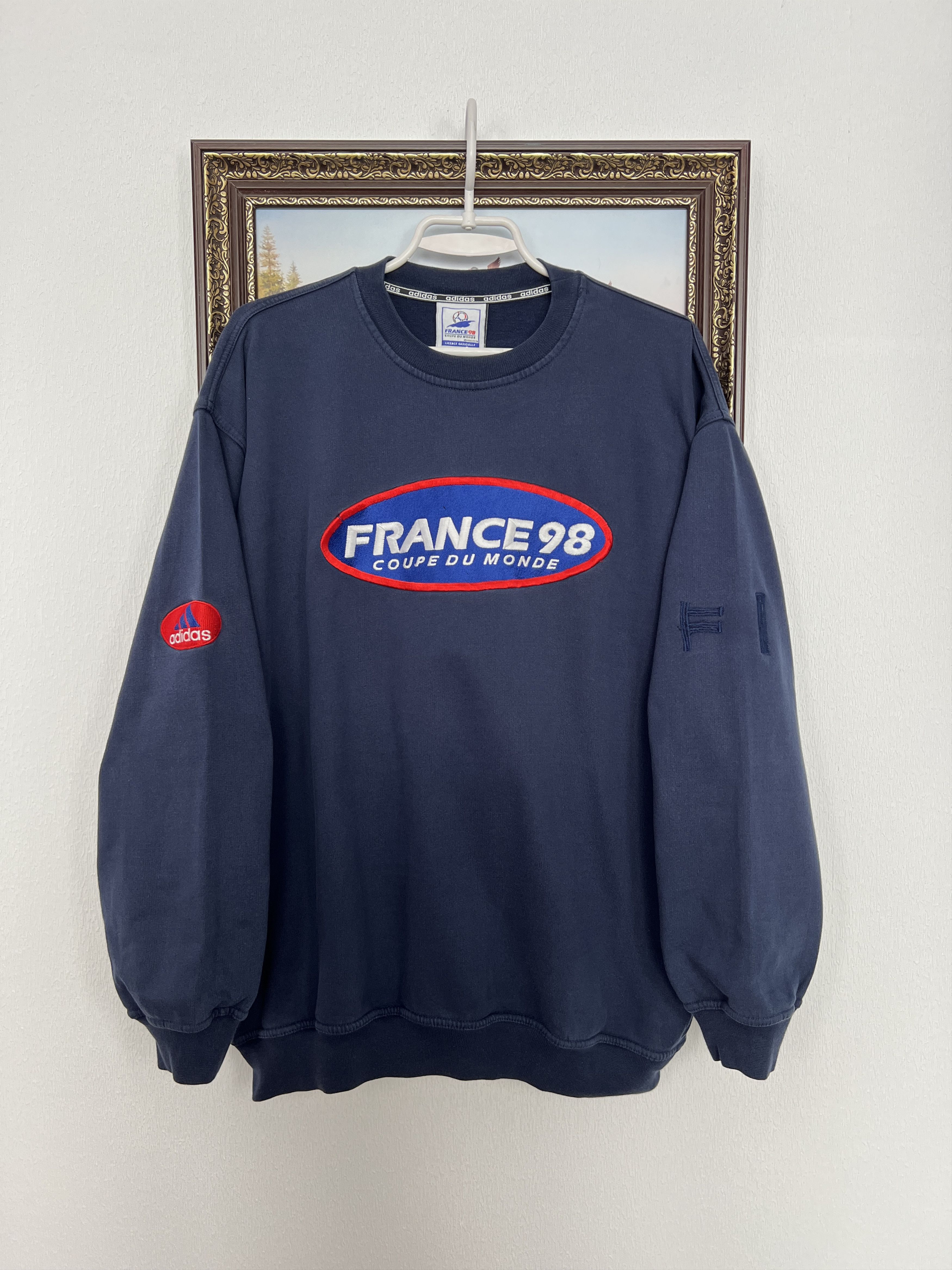 Adidas Vintage 90's Adidas France World Cup Sweatshirt Size US S / EU 44-46 / 1 - 1 Thumbnail