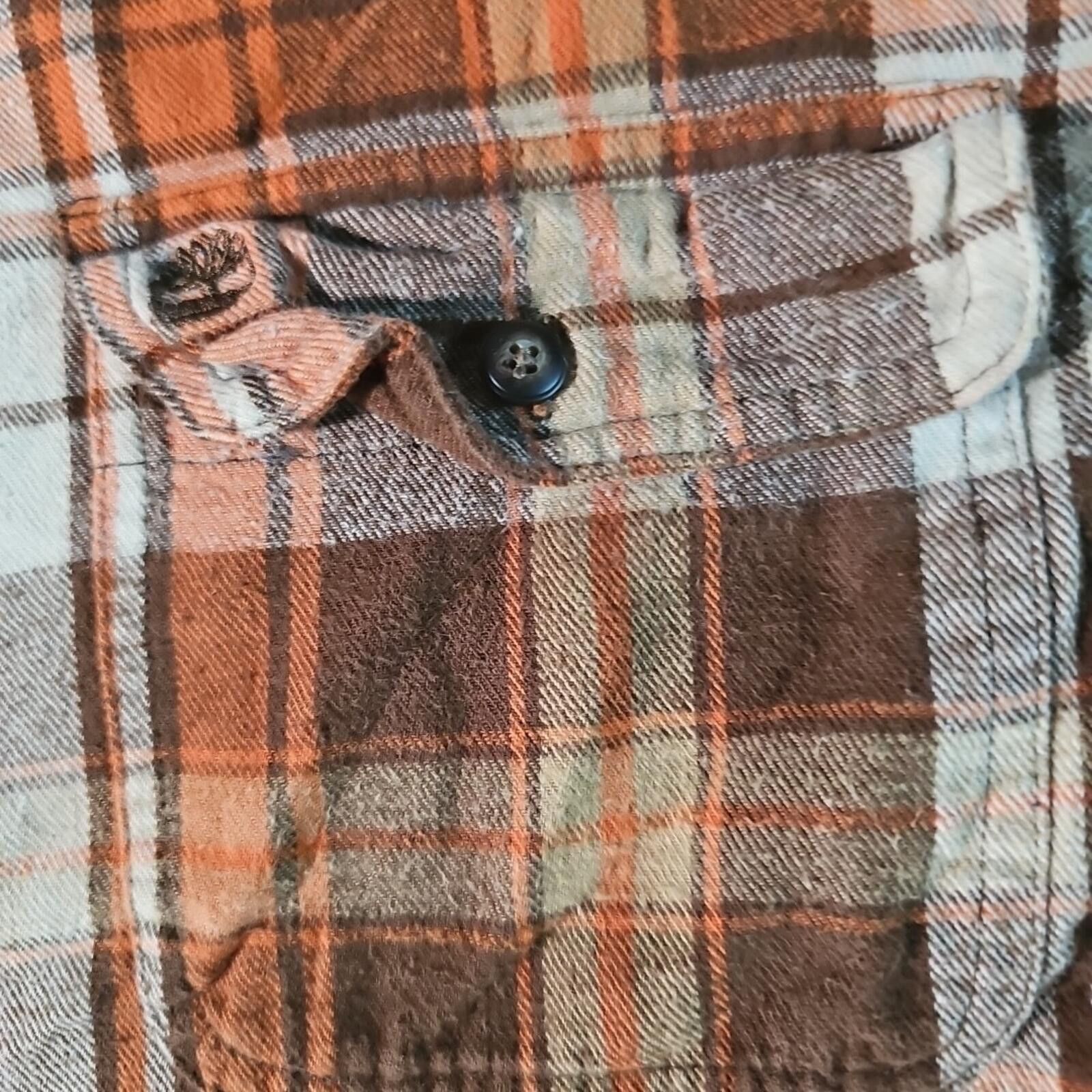 Timberland Timberland L Brown Orange Flannel Button Up Size US L / EU 52-54 / 3 - 2 Thumbnail