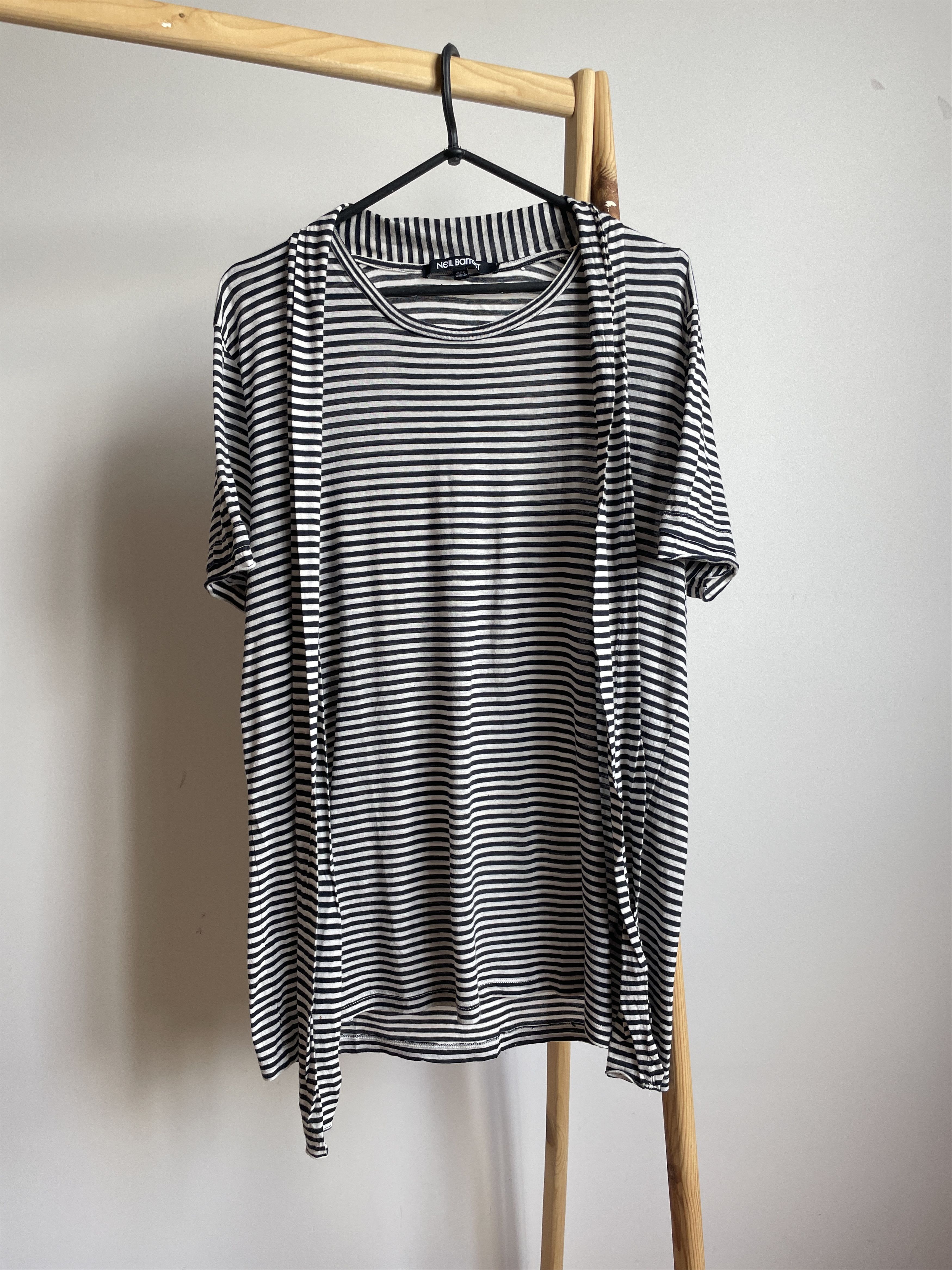 Neil Barrett Womens Scarf Neck Striped T-Shirt Size XXL