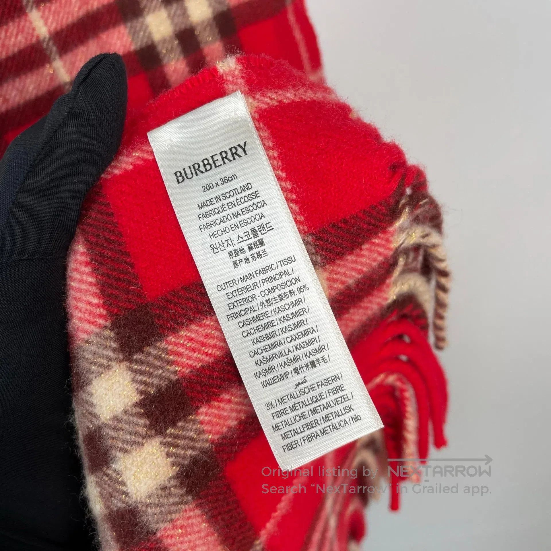 Burberry Burberry Red cashmere classic checkered rainbow scarf| Size ONE SIZE - 6 Thumbnail