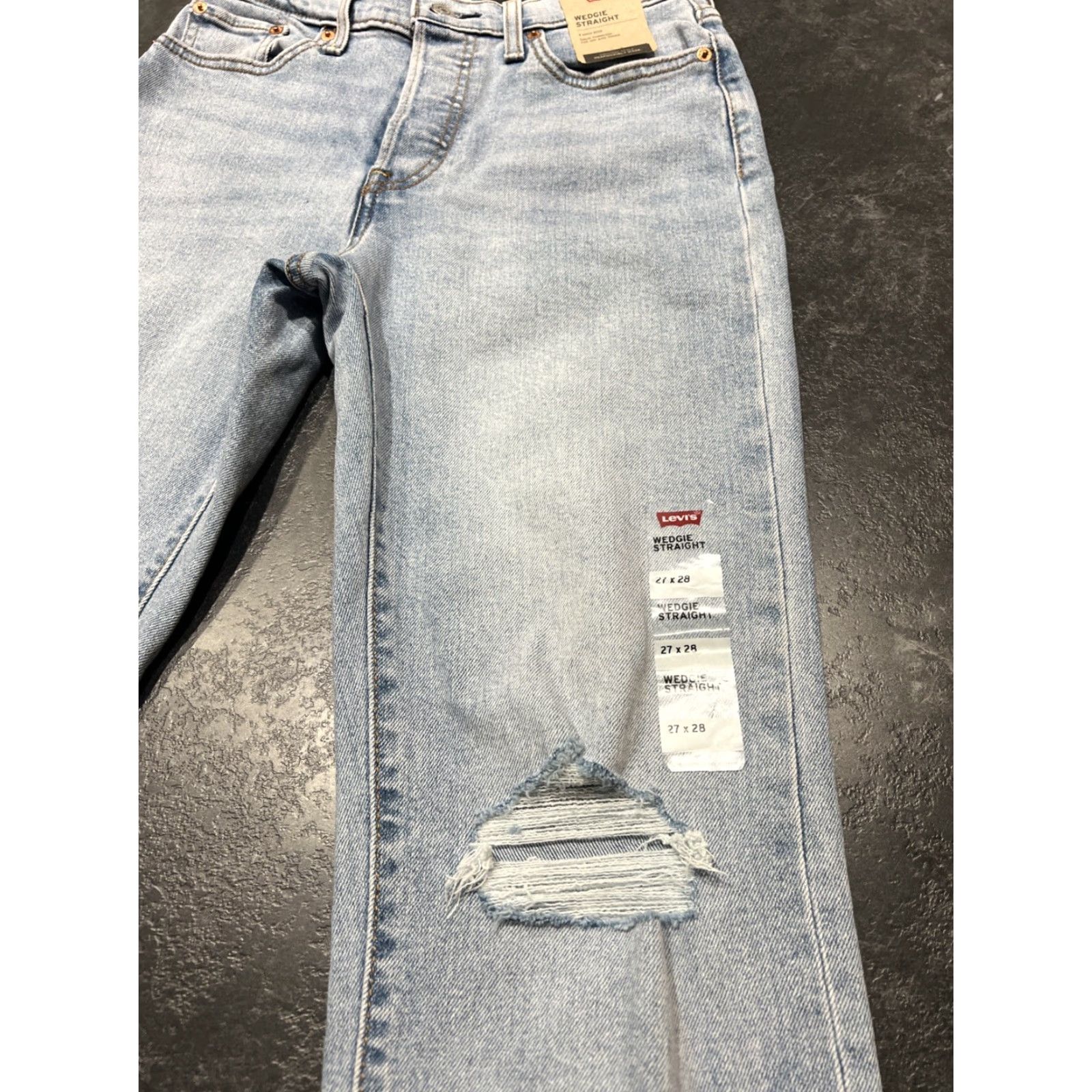 Levi's Levi's Jeans Women 27x28 Wedgie Straight Fit High Rise Button Fly Distressed Blue 99% Cotton 1% Elastane Regular Inseam 28 Pocket 5 Size 27" / US 4 / IT 40 - 6 Thumbnail