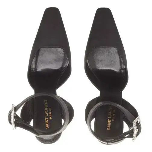 Saint Laurent Paris o1b1hav111224 Fanny Slingback Pumps in Crepe Satin in Black Size US 10.5 / IT 40.5 - 5 Thumbnail
