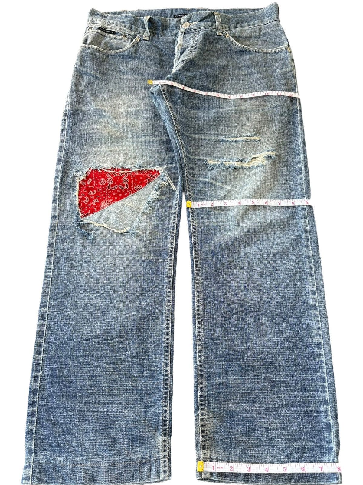 Dolce & Gabbana Vintage Dolce Gabbana Bandana Mud Wash Distress Baggy Jeans Size US 35 - 9 Thumbnail