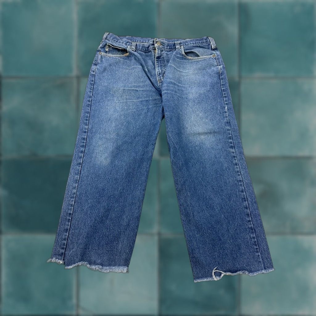 Carhartt Carhartt Jeans Mens Size 40x25 Blue Cut Off Denim Straight Belt Loops Zip 25 Inseam Regular Type: Jeans Men Size US 40 / EU 56 - 1 Thumbnail