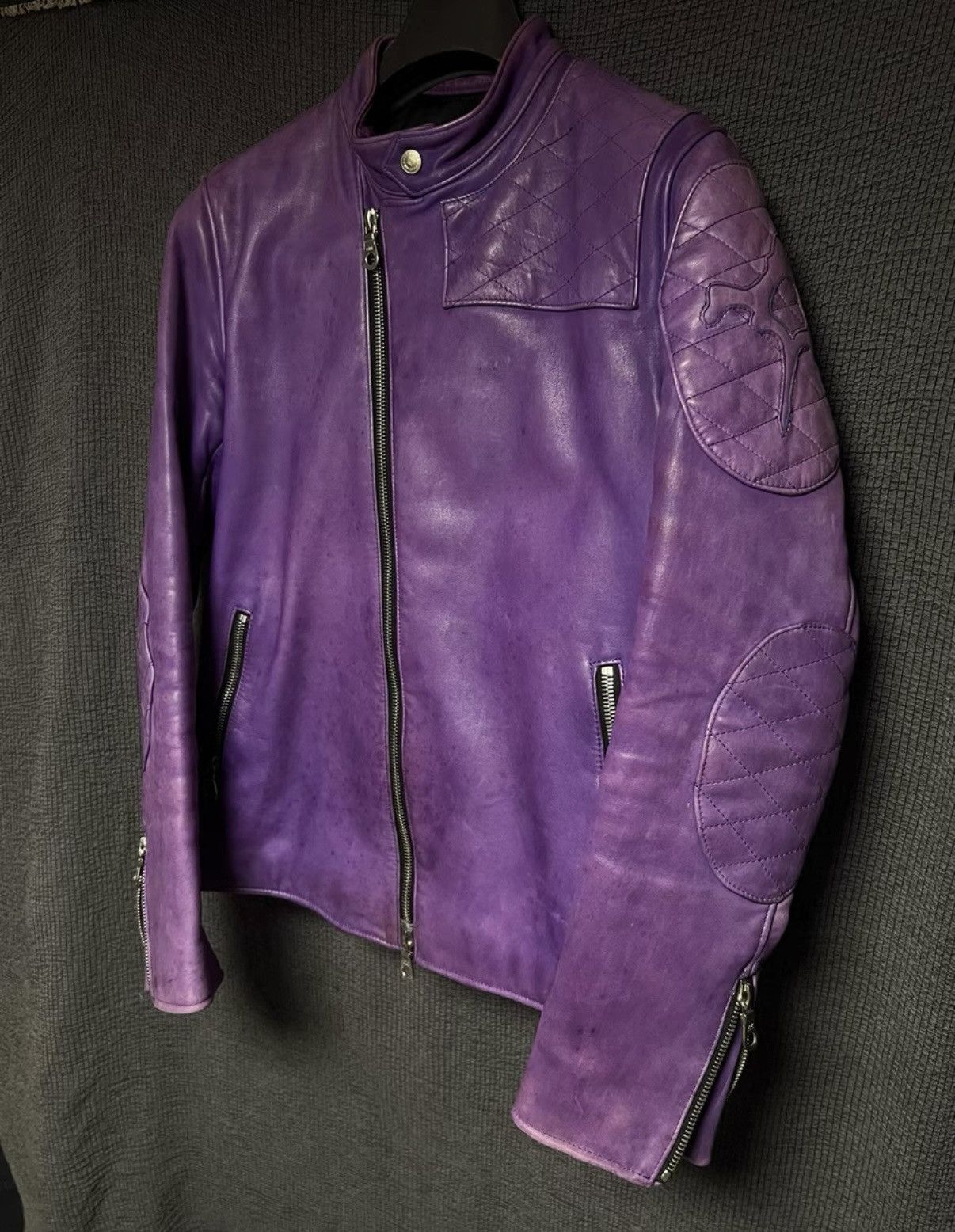 Backbone BackBone Purple Vintage Horsehide Biker Jacket Size US L / EU 52-54 / 3 - 4 Thumbnail
