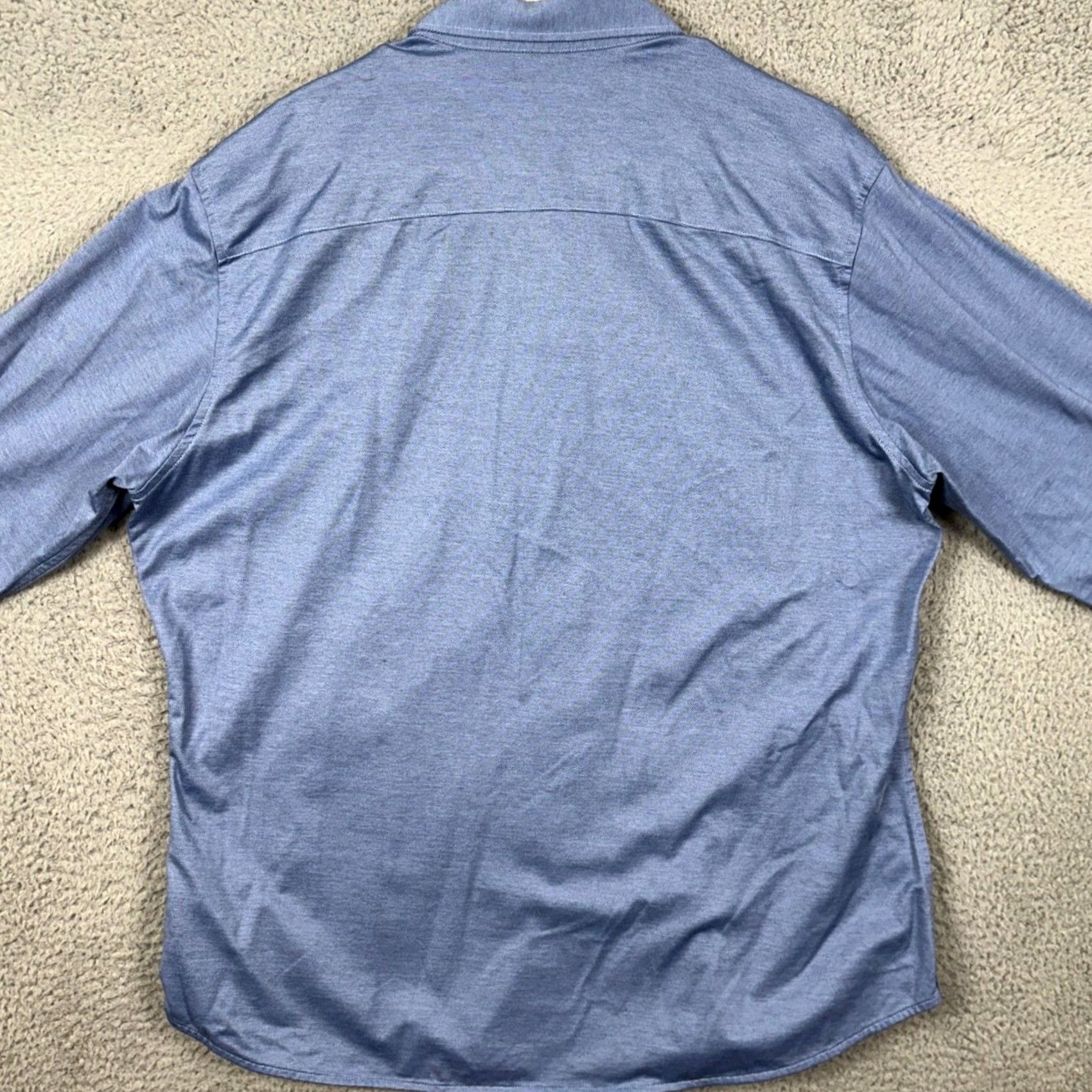 David Donahue David Donahue Fusion Mens Dress Shirt Blue Button-Down Long Sleeve XL 17.5 Size 48R - 3 Thumbnail