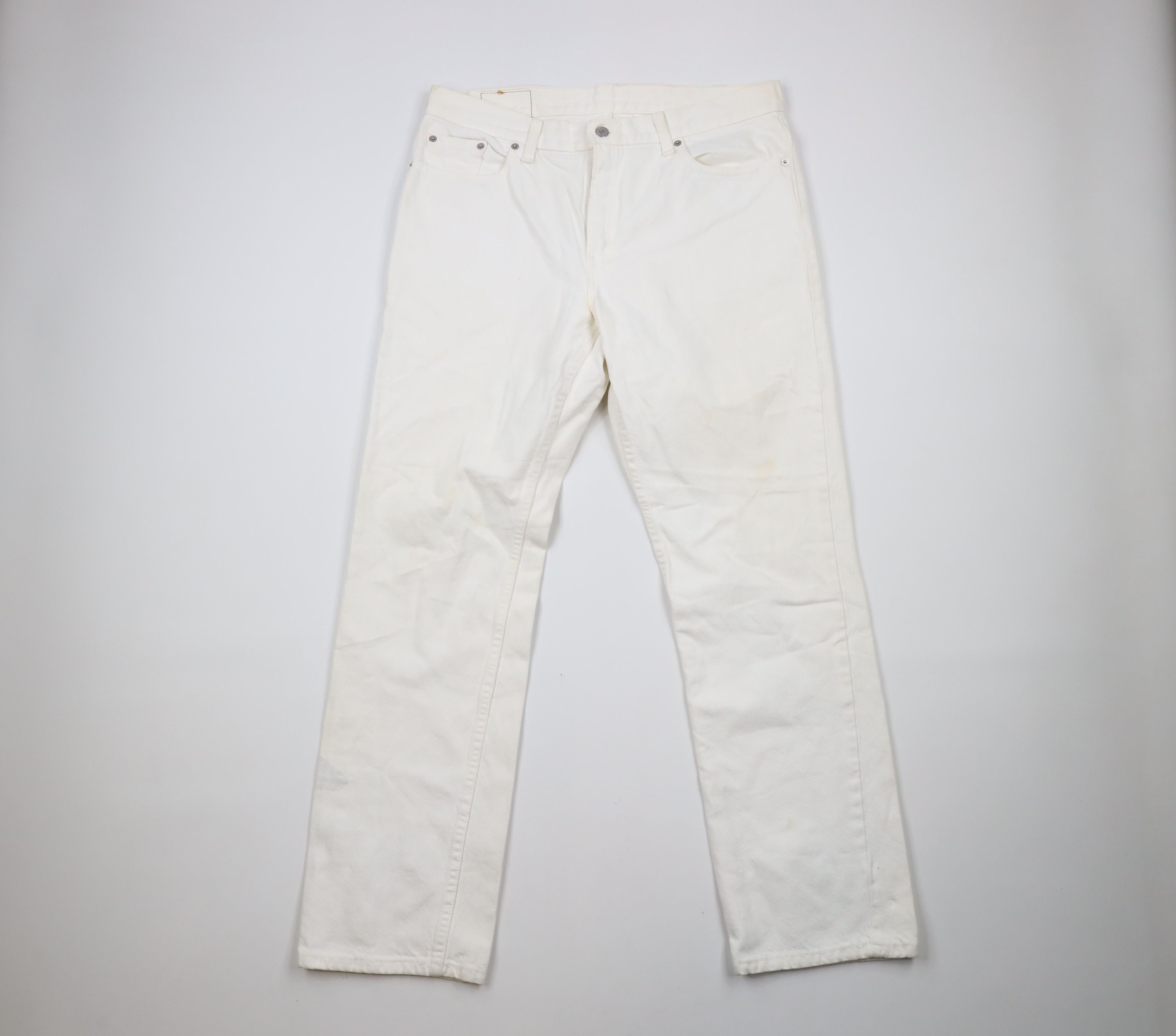image of Y2K 2001 Levis 505 Rise Straight Leg Jeans White, Women's (Size 32)