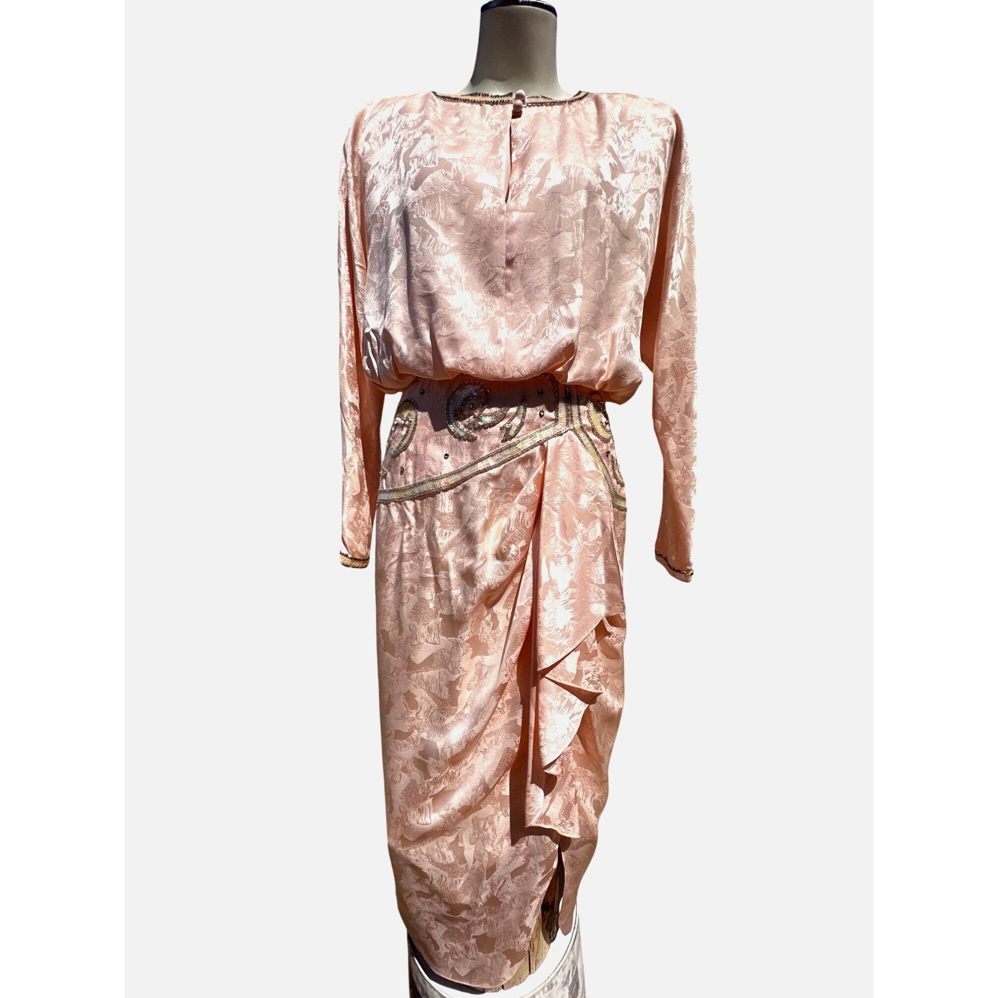 Other All Silk Vintage Dress by Spencer Jeremy 8 Pink Sequin Beade Size M / US 6-8 / IT 42-44 - 2 Thumbnail