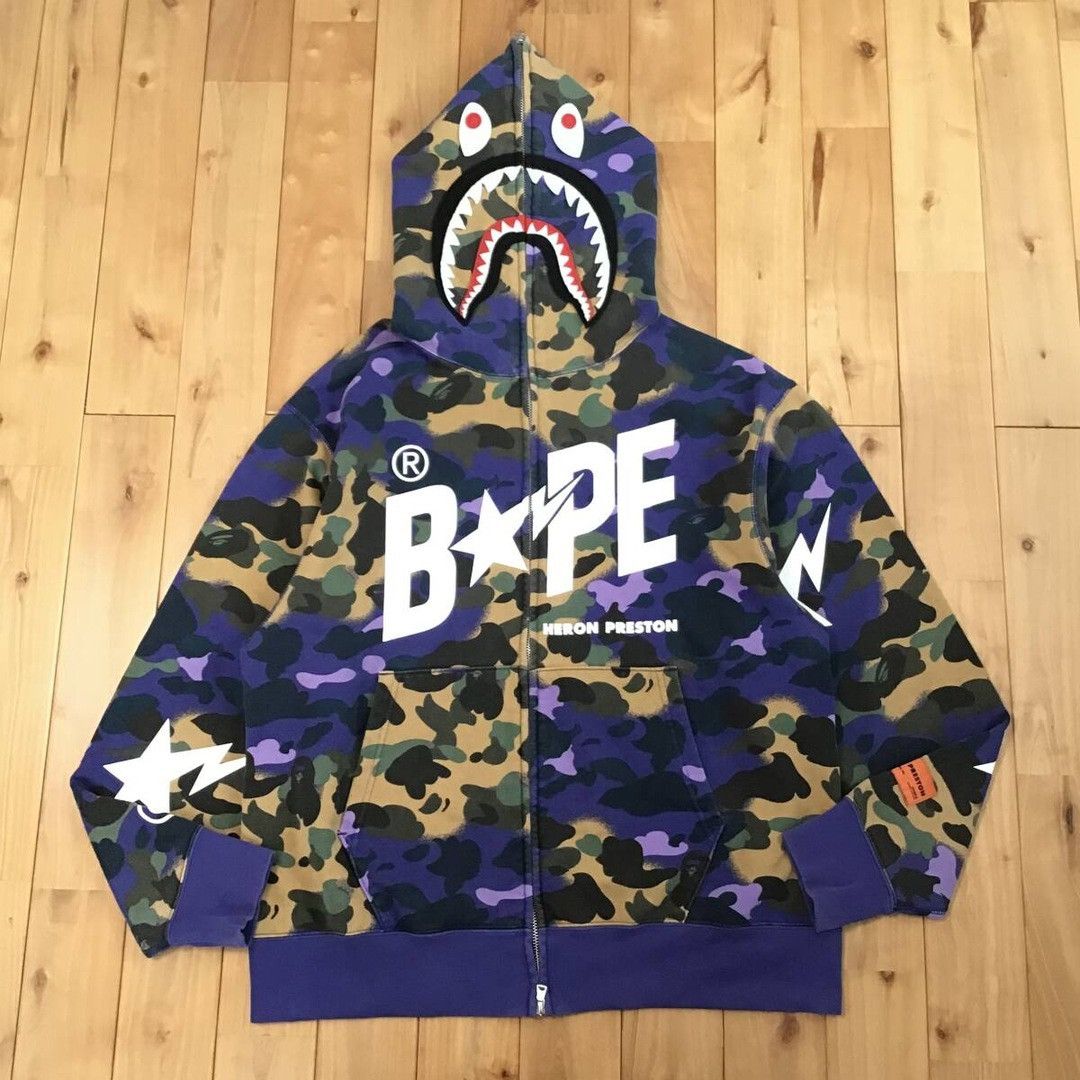 HERON PRESTON × BAPE STA Shark Full Zip hoodie a bathing ape