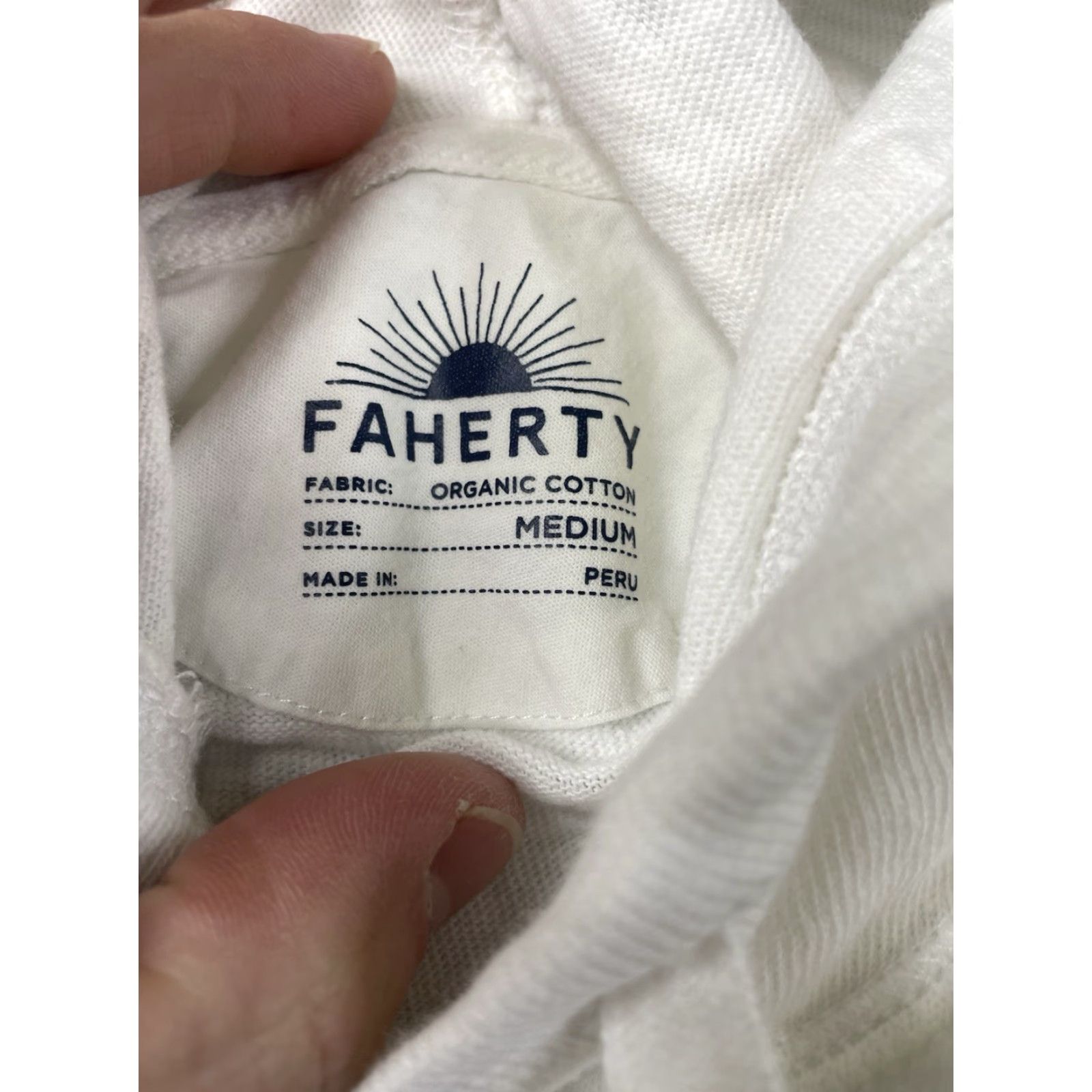 Faherty Faherty Hooded Pullover Mens M White Slub Sunwashed Knit Hoodie All Seasons Casual Lightweight Size US M / EU 48-50 / 2 - 2 Thumbnail