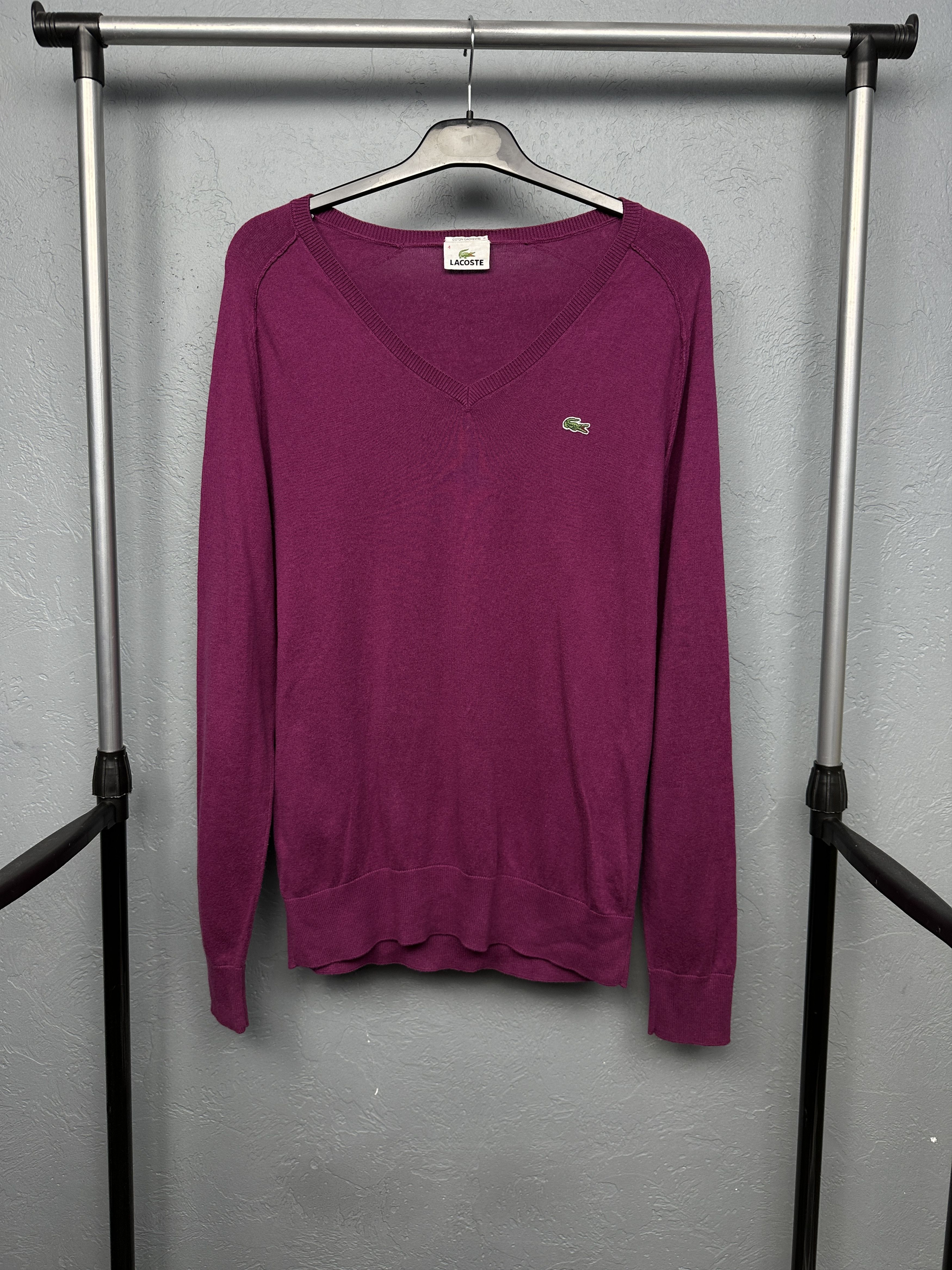 Lacoste Lacoste Vintage Mens V-Neck Sweater Size US M / EU 48-50 / 2 - 1 Thumbnail