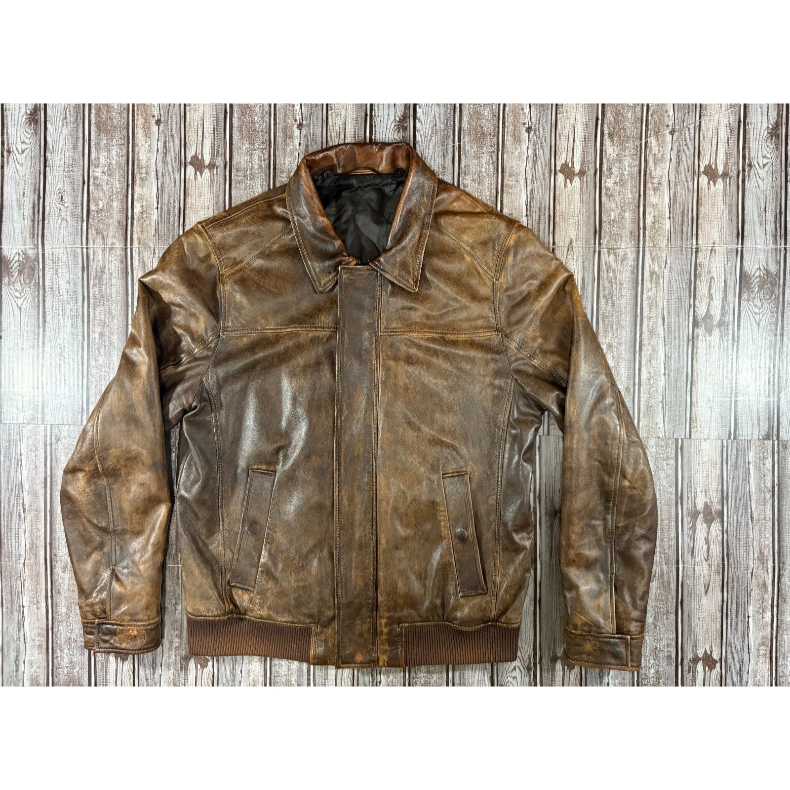 Other Cortefiel soft Leather bomber Jacket size 46 / XL US color B Size US XL / EU 56 / 4 - 1 Thumbnail