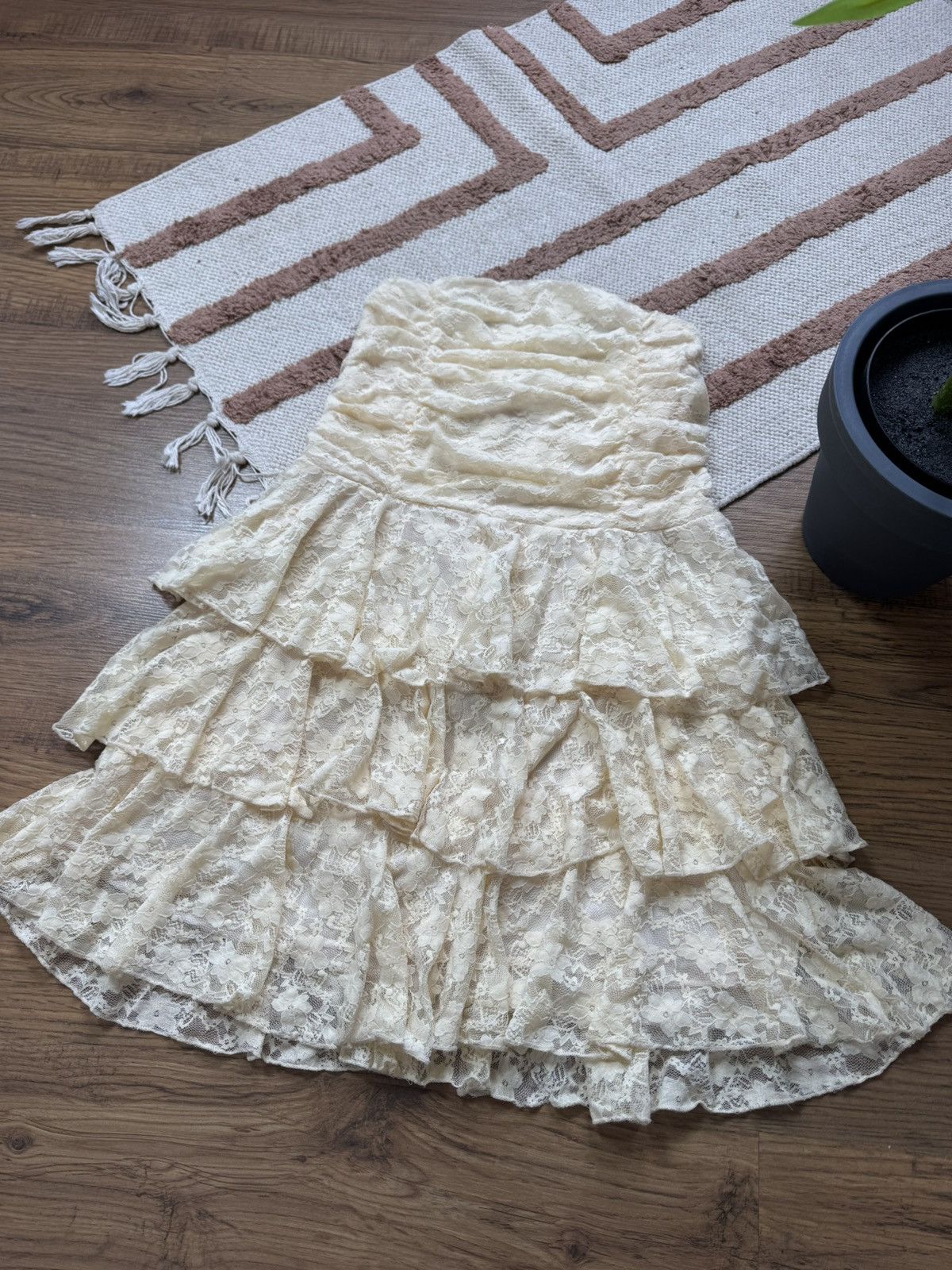Vintage JEAN PAUL GAULTIER STYLE LACE RUCHES MESH GUIPURE DRESS Size S / US 4 / IT 40 - 5 Thumbnail