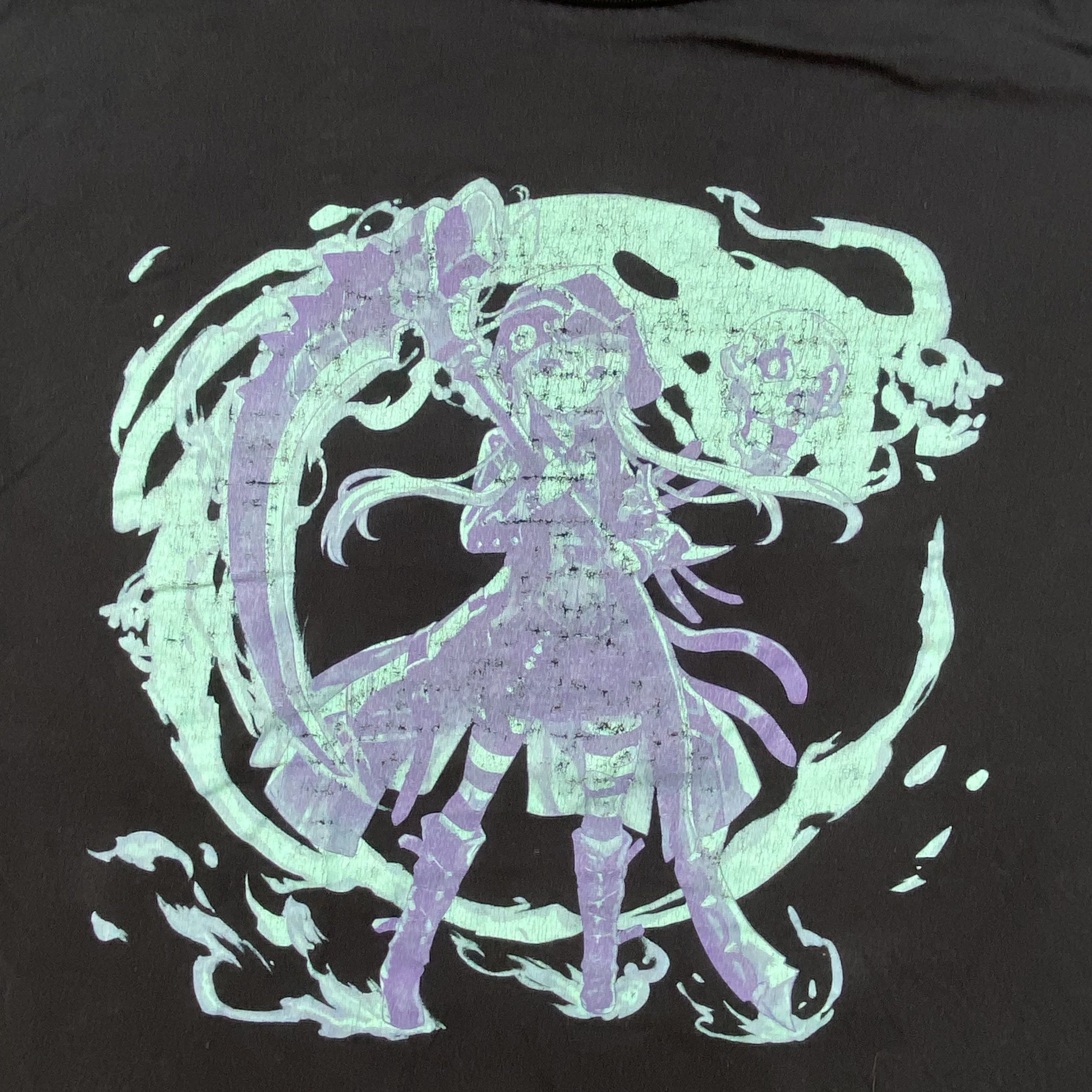 Anime Anime Girl Graphic Tee Distressed Print Fade Style-M084 Size US L / EU 52-54 / 3 - 3 Thumbnail