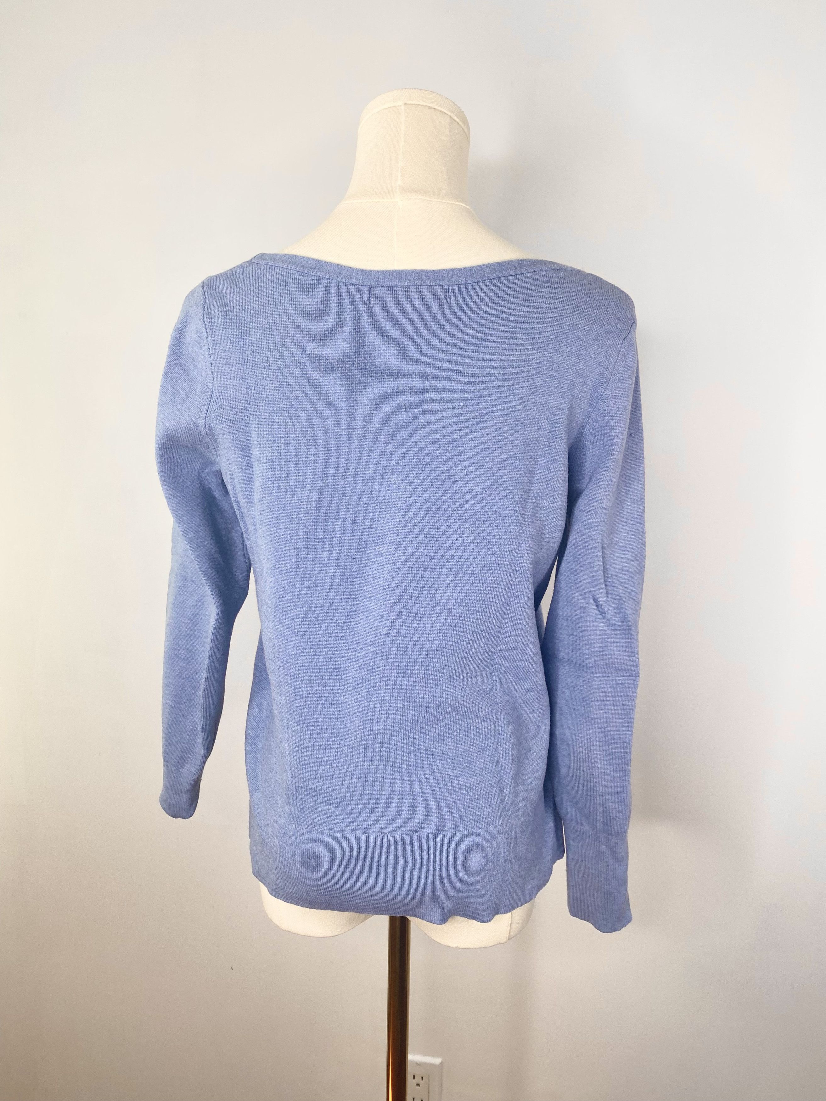 Banana Republic Banana Republic - 100% Cotton blue knit v-neck sweater Size S / US 4 / IT 40 - 5 Thumbnail