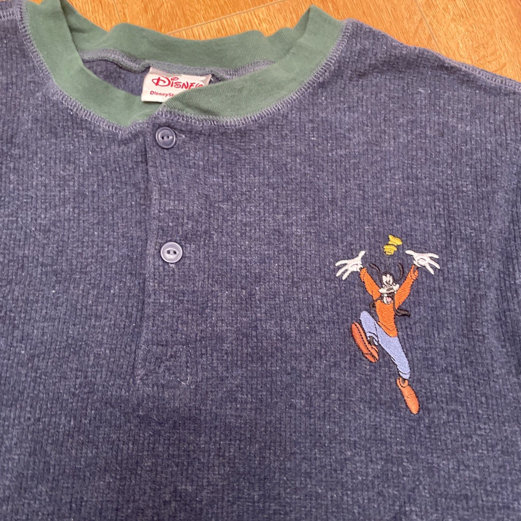 Disney Disney Disney Store Goofy Thermal Henley Mens Med Blue Waffle Knit Embroidered Fun Dad Shirt Size US M / EU 48-50 / 2 - 4 Thumbnail